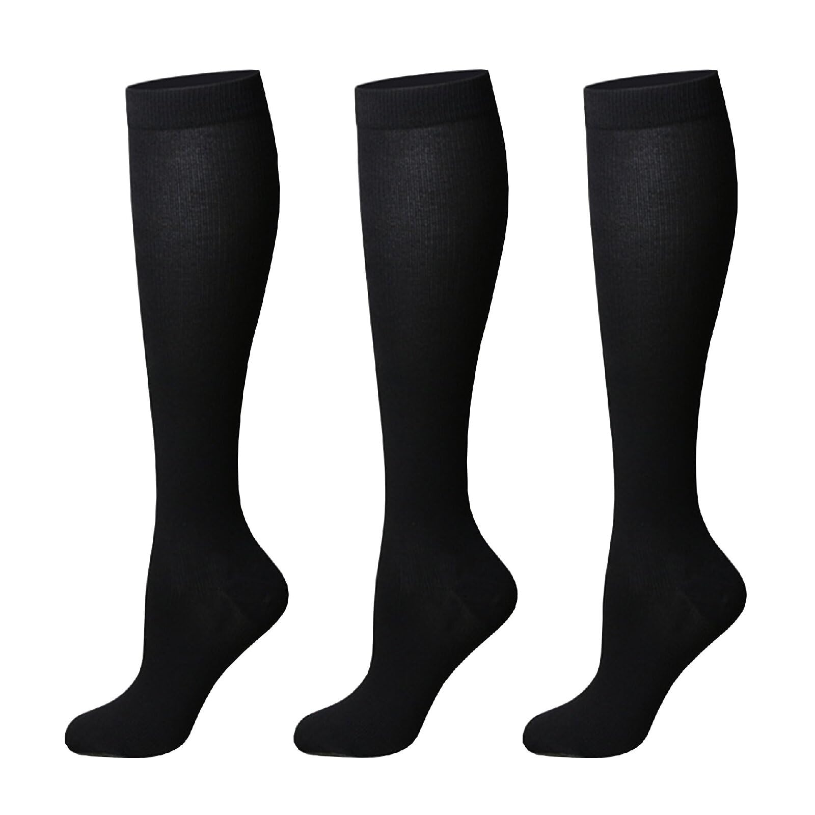 Best 15-20 mmHg Knee High Compression Socks for Women & Men - 3 Pairs Medical Support Stockings for Nurses, Running, Travel & Varicose Vein Relief