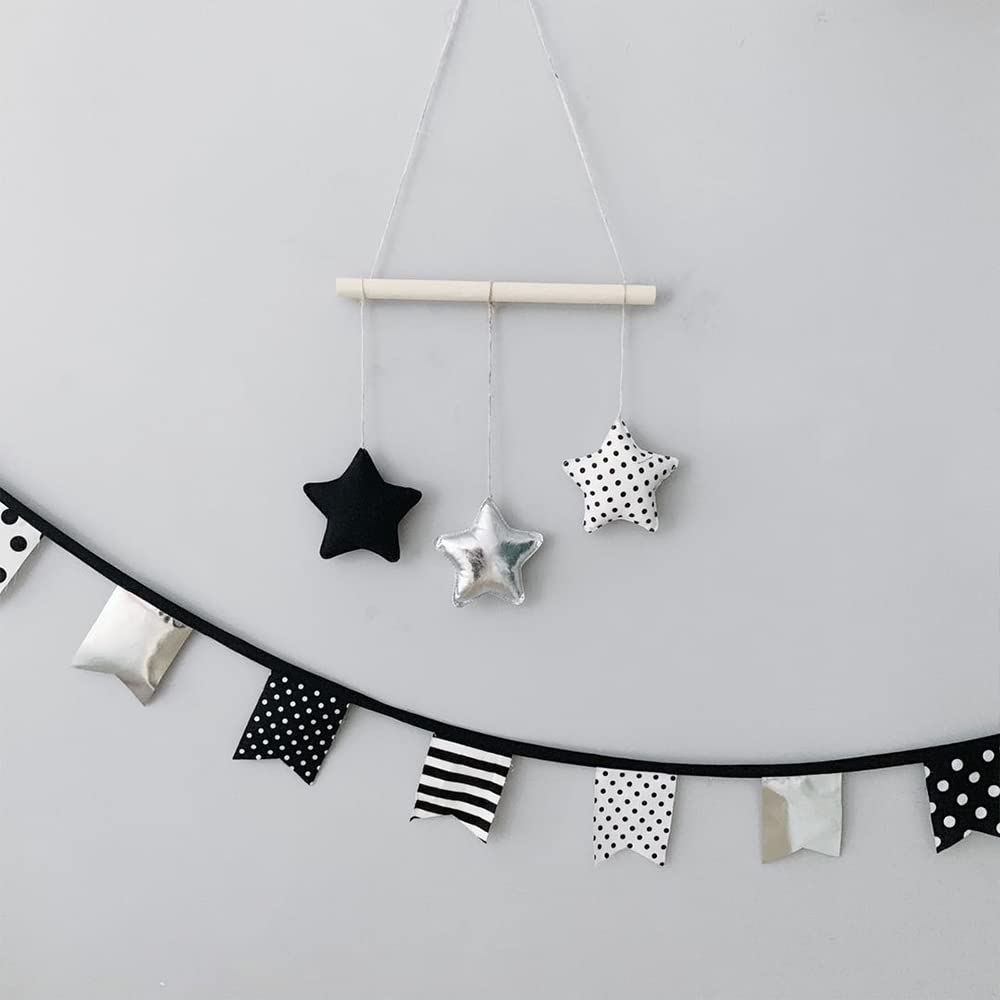 Star Moon Wall Hanging Decor Ball - Nursery Decor for Kids Room, Girls Bedroom & Baby Shower | Playroom & Classroom Wall Decor | Perfect for Birthday Parties, Themed Rooms & Cozy Spaces (Gray)