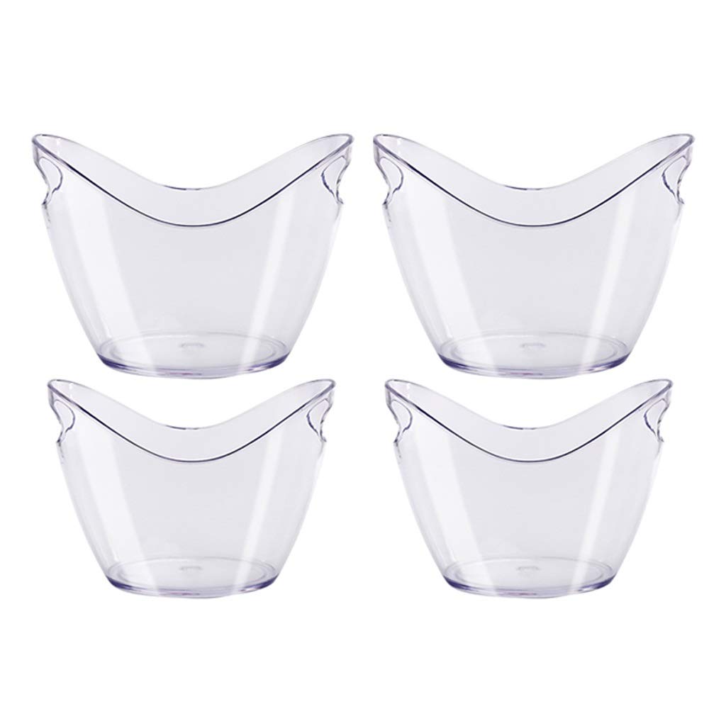 Premium 3/8 Liter Transparent Plastic Ice Bucket & Wine Chiller - Food Grade Drink Container for Parties, Holds 2-5 Bottles with Ice (4-Piece Set) - Perfect for Cocktail Bars, BBQs, and Outdoor Gatherings