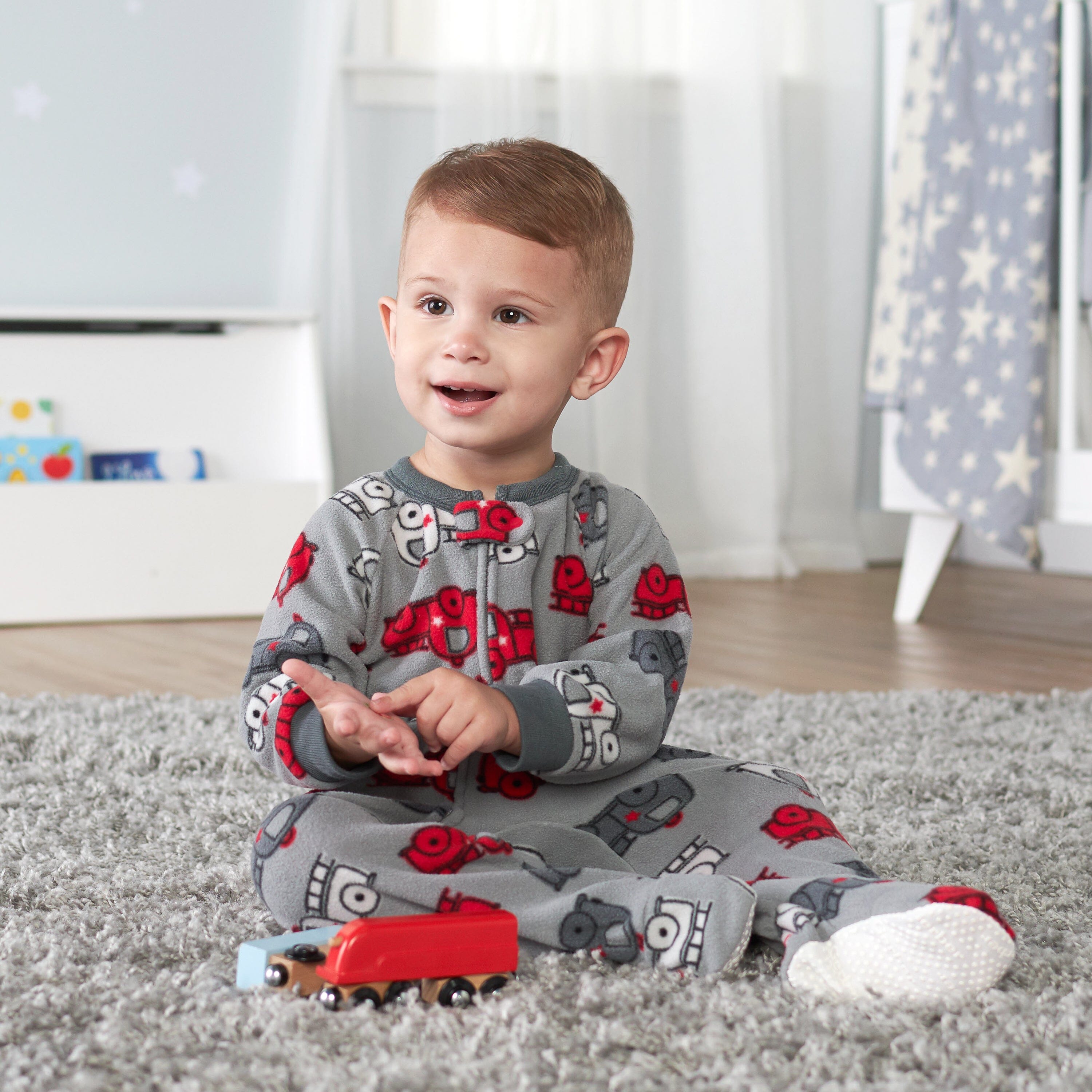 4 Pack Baby Boys Fire Truck & Plaid Fleece Pajama Sets - Soft Cotton Sleepwear for Toddlers 12-24 Months | Perfect for Bedtime, Lounging & Holiday Photos