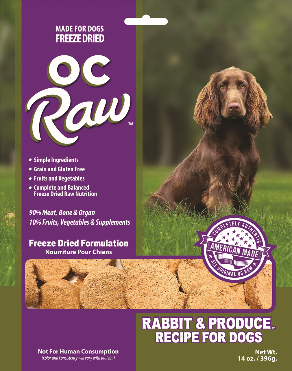Premium Freeze-Dried Raw Rabbit & Vegetable Dog Food Sliders - 14oz | Grain-Free, High-Protein, All-Natural Pet Treats | Perfect for Training, Travel & On-the-Go Nutrition