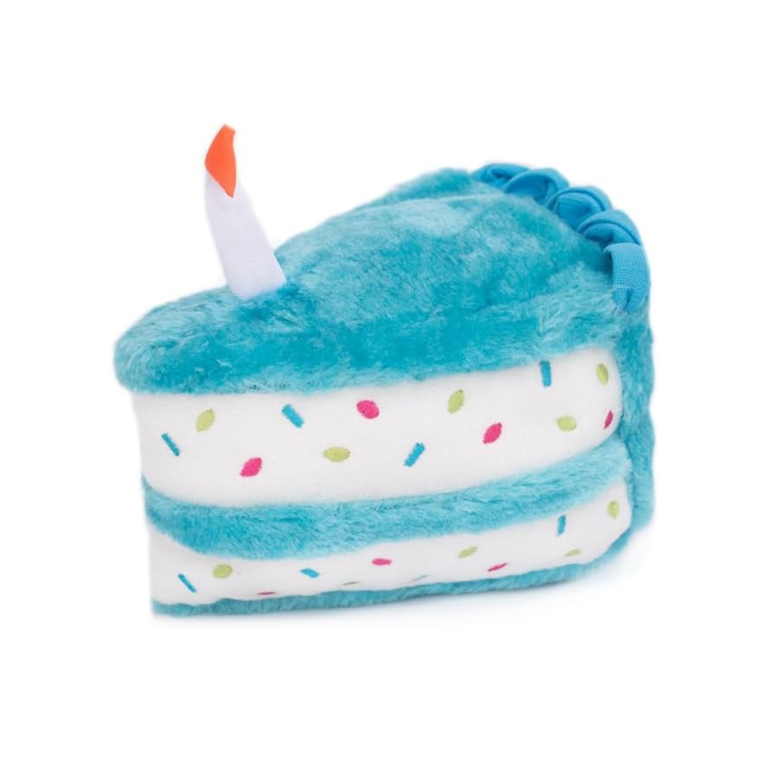 Blue Birthday Cake Slice Dog Toy - Durable Chew Toy for Small & Medium Dogs - Perfect for Birthday Parties, Training & Playtime