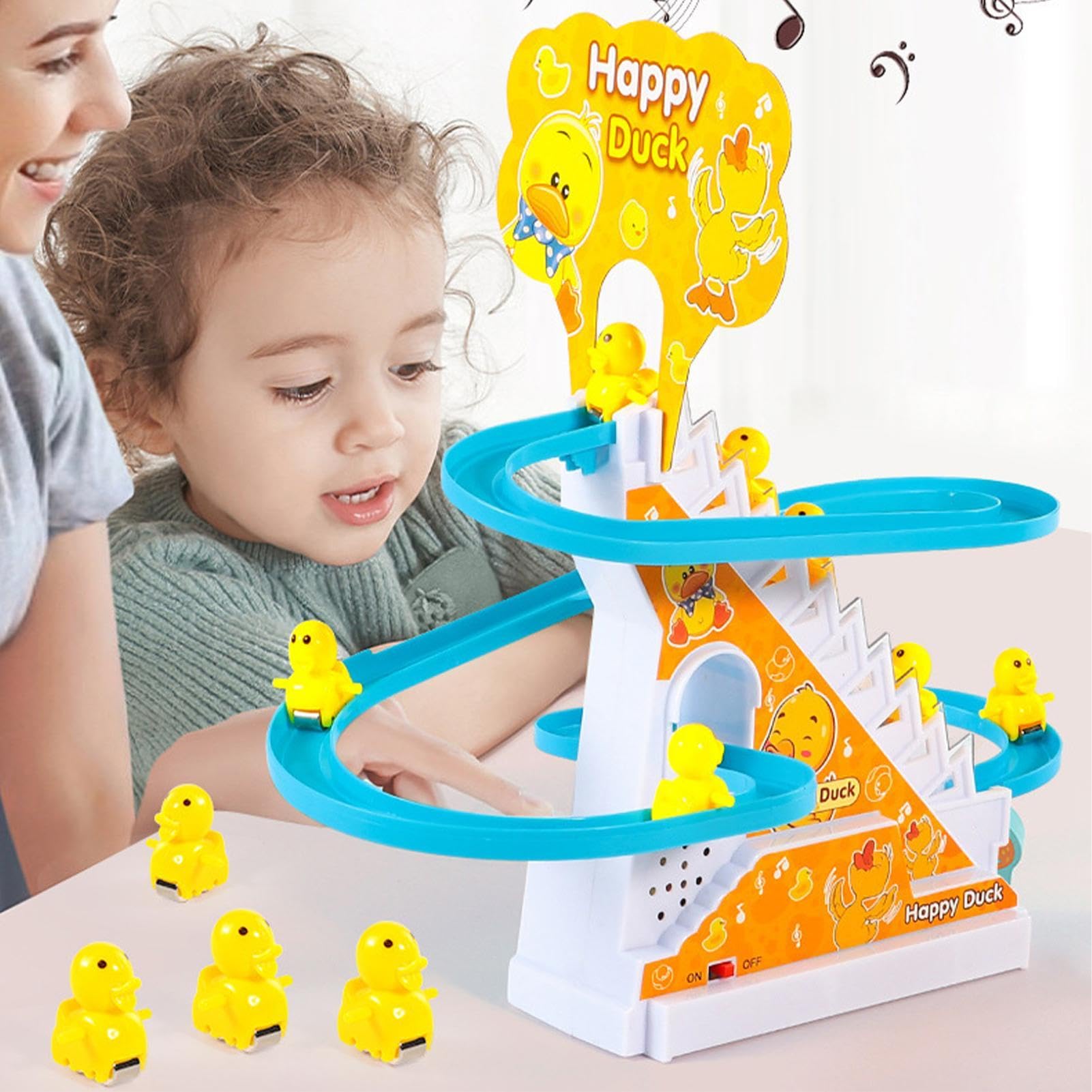 Duck Slide Stairs Climbing Toy for Kids - LED Light & Music Indoor Play Set with Assembling Tracks - Fun Educational Home Decor for Toddlers (Perfect for Birthday Gifts & Playroom Activities)