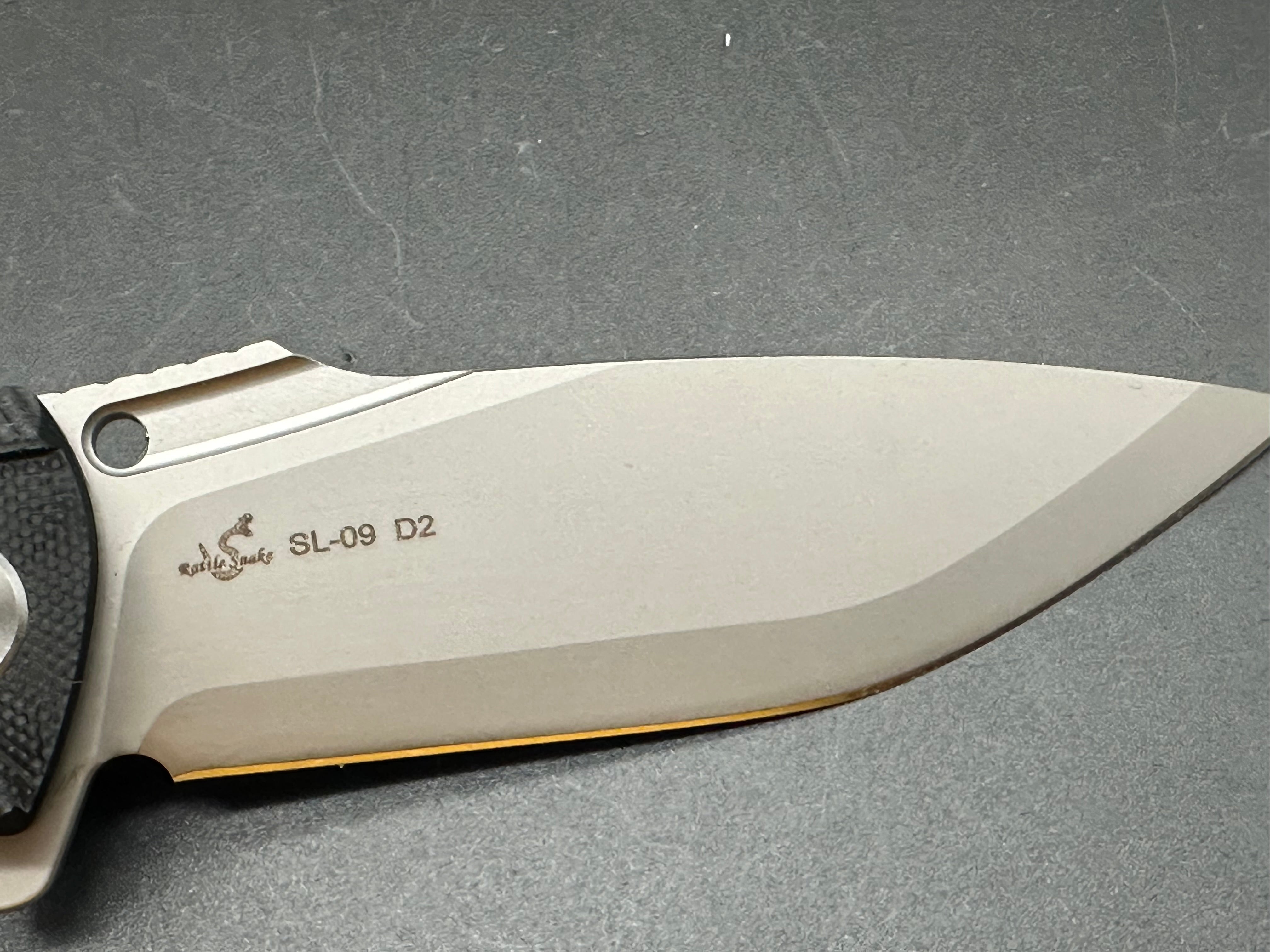 SIXLEAF SL 09 Folding Knife - Black G10 Handle, D2 Steel Plain Edge Blade - EDC, Camping, Hunting & Outdoor Survival Tool