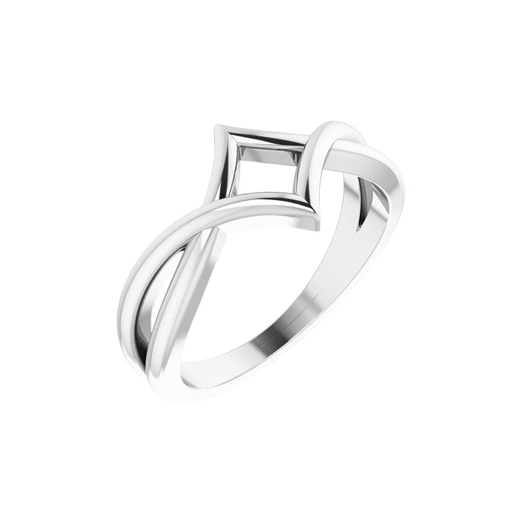 925 Sterling Silver Geometric Negative Space Ring - Size 7, Dainty Minimalist Jewelry Gift for Women, Perfect for Everyday Wear, Date Nights & Special Occasions