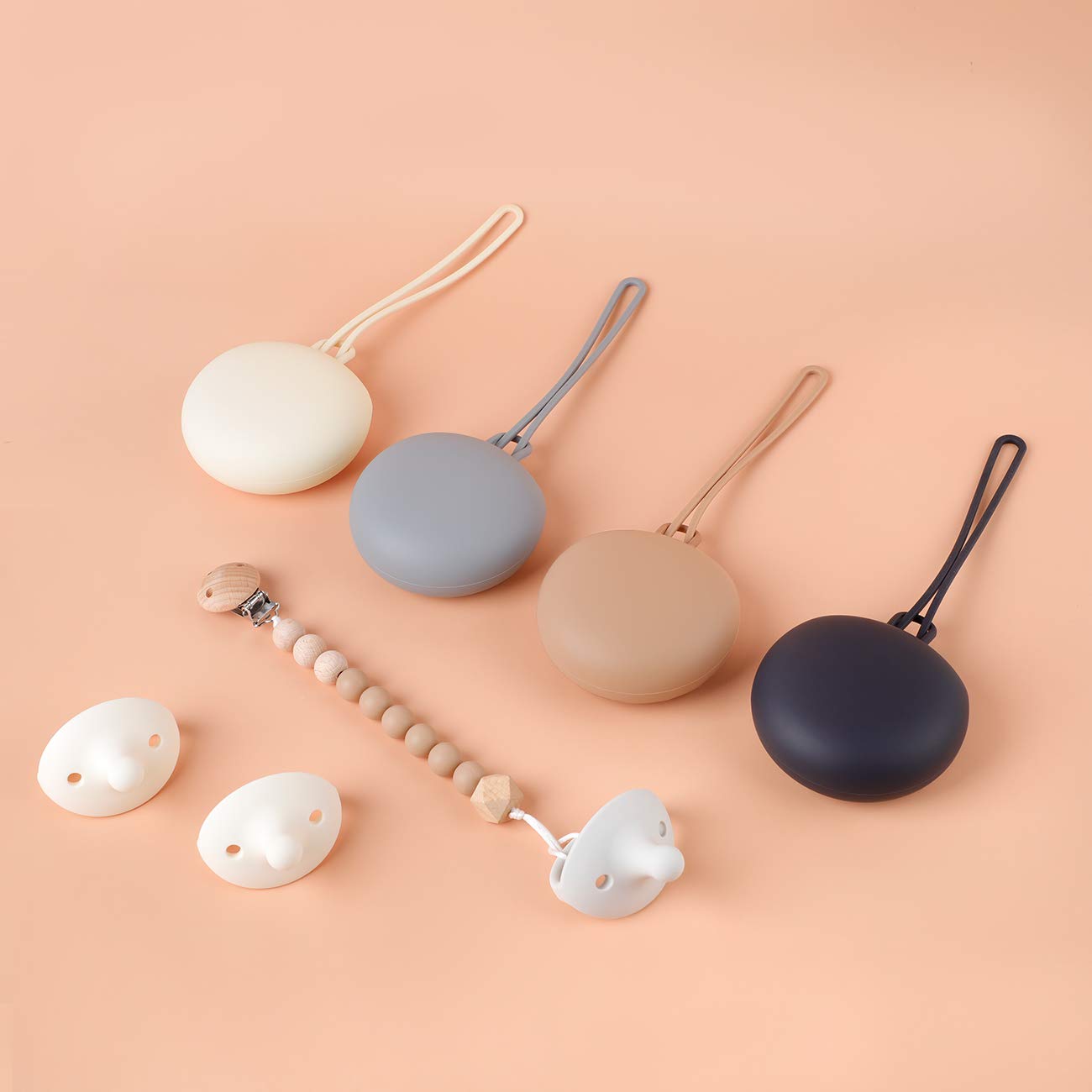 BESSENTIALS Silicone Pacifier Case for Babies - Leak-Proof Pacifier Holder & Storage, Dishwasher Safe, BPA-Free (White) - Perfect for Travel, Daycare & On-the-Go Parents