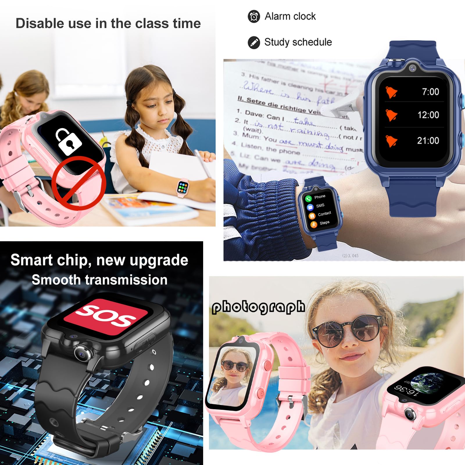 4G Kids GPS Smart Watch with WiFi, SMS, Call & Video Chat - Bluetooth, Pedometer, Alarm & Audio Recorder | Christmas & Birthday Gift for Ages 4-16 | Perfect for School Safety & Parent-Child Communication