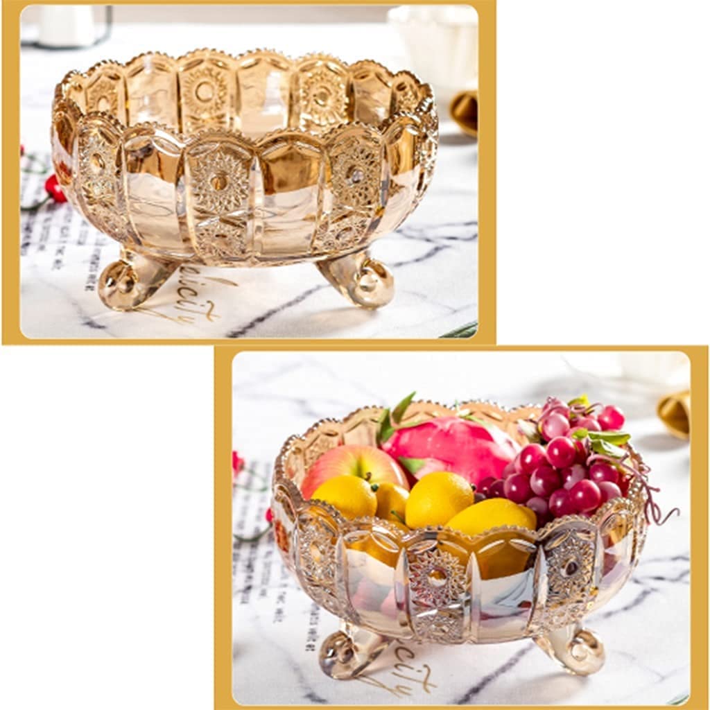 Elegant Crystal Glass Fruit Bowls & Cake Stands - Stylish Table Centerpiece for Snacks, Desserts, and Home Decor | Perfect for Living Room Coffee Table, Party Serving, and Food Display Plates