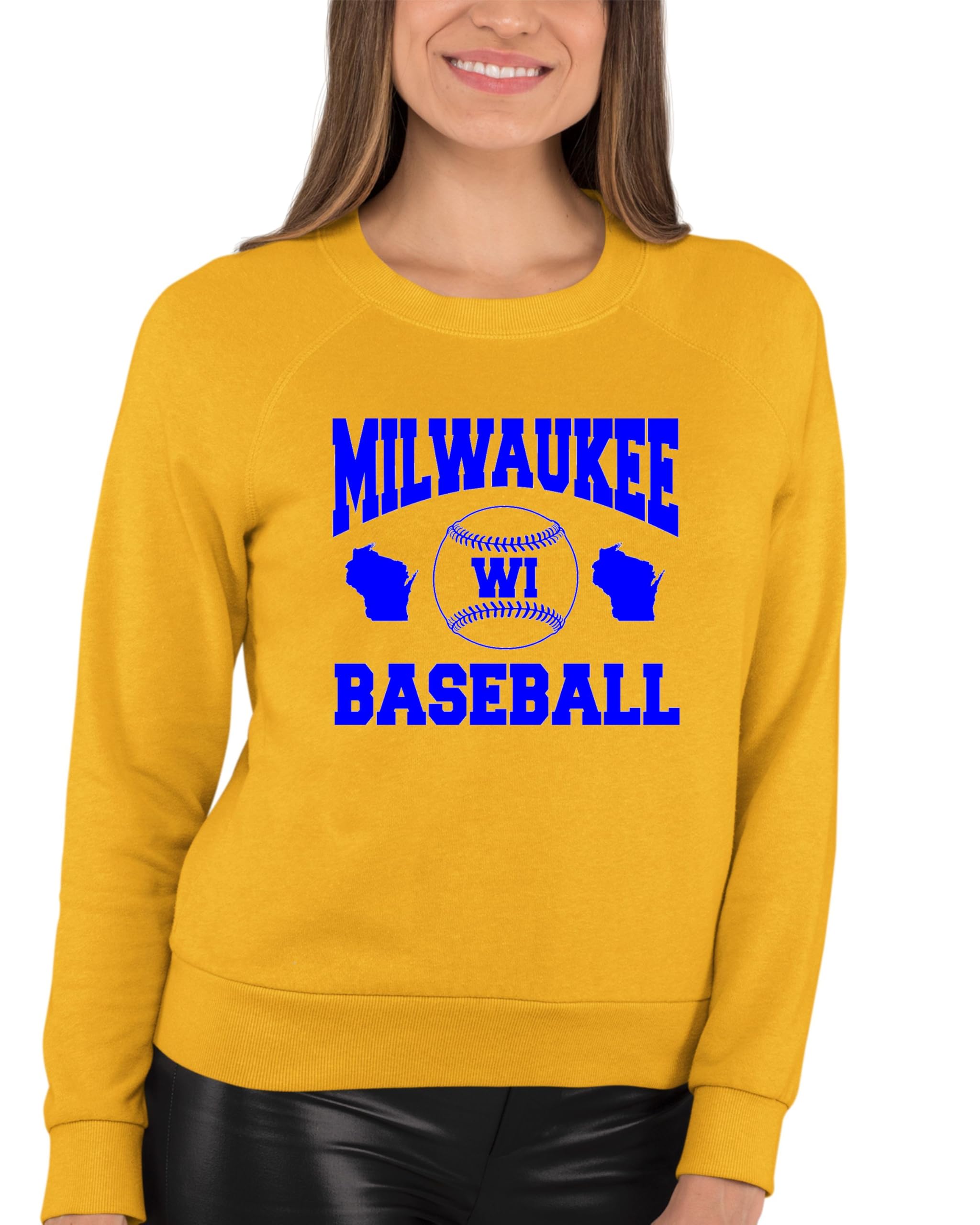 Go All Out Adult Milwaukee Wisconsin Baseball Sweatshirt - Comfortable Crewneck Pullover for Baseball Fans, Sports Enthusiasts & Casual Wear | Perfect for Game Day, Tailgating & Everyday Outfits