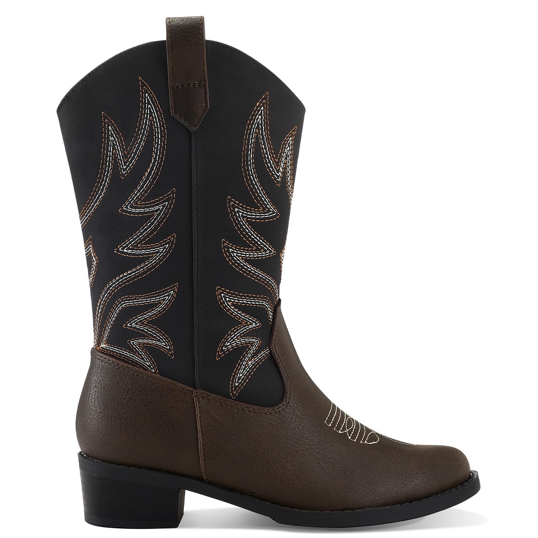**K KomForme Western Cowboy Boots for Girls & Boys - Pointed Toe Mid-Calf Cowgirl Boots (Toddler/Kids) - Perfect for Rodeo, Halloween & Western Fashion**