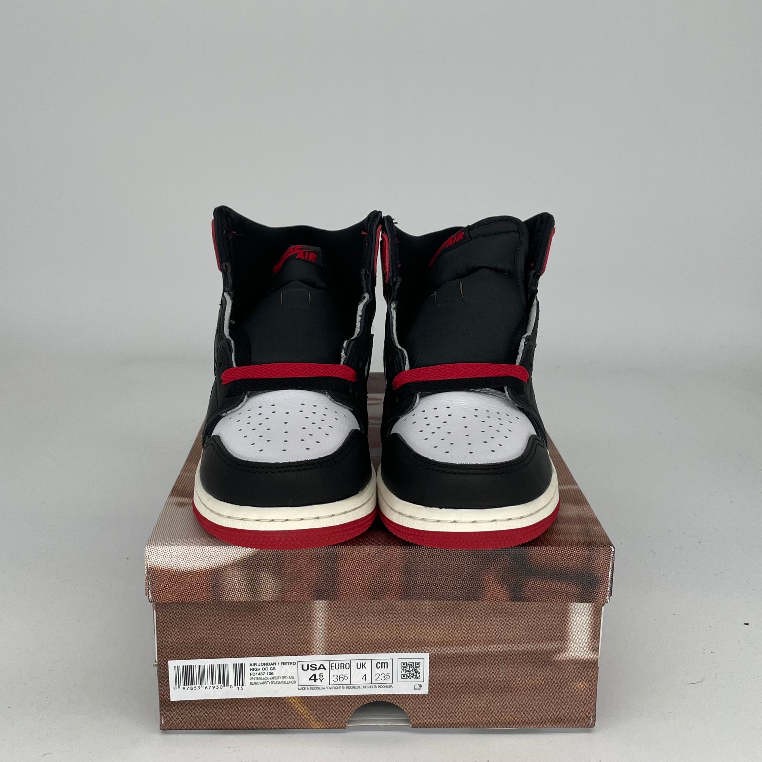 AIR JORDAN 1 Black Toe Reimagined Sneakers - Size 4.5Y (FD1437-106) - Men's Basketball Shoes for Streetwear & Casual Wear