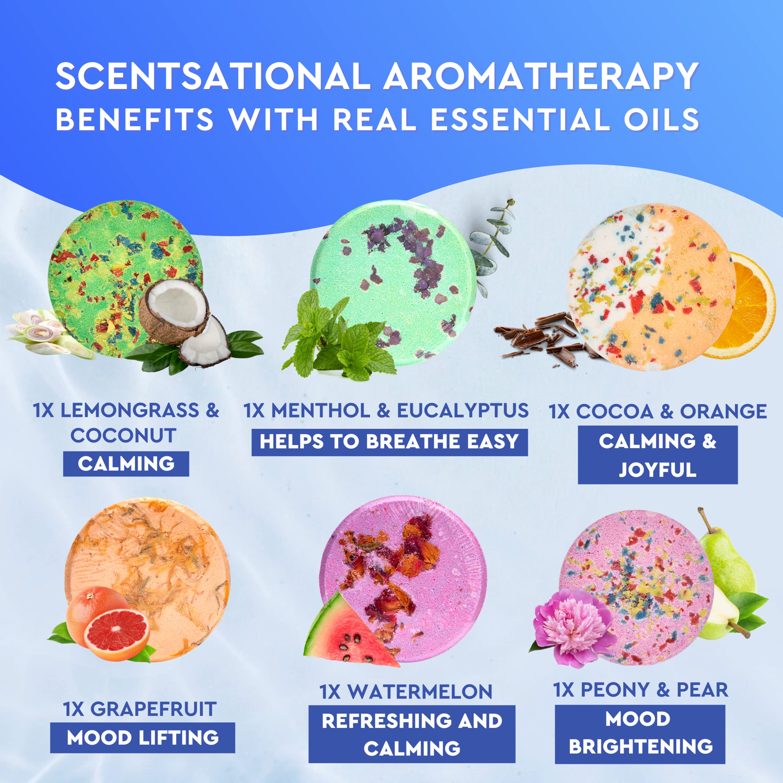 Cleverfy Aromatherapy Shower Steamers - 6 Pack Relaxing Shower Bombs with Essential Oils for Stress Relief & Better Sleep | Perfect for Spa Nights, Self-Care & Gift Giving