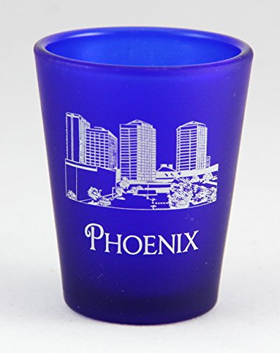 Phoenix Arizona USA Cobalt Blue Frosted Shot Glass - Elegant Whiskey & Tequila Glass for Parties, Bars & Home Decor