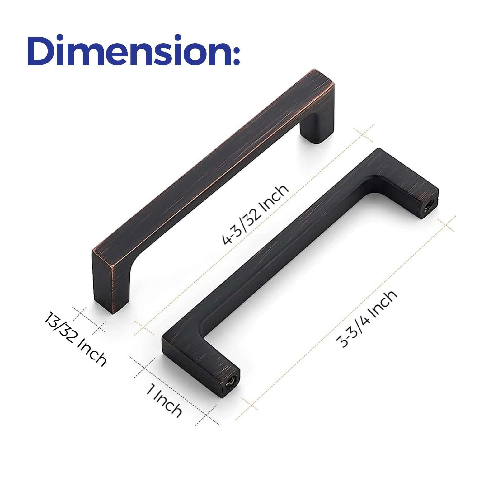 Ravinte 5 Pack Solid 3-3/4 Inch Oil-Rubbed Bronze Square Cabinet Handles & Drawer Pulls - Durable Kitchen Cabinet Hardware for Modern & Farmhouse Style Cabinets