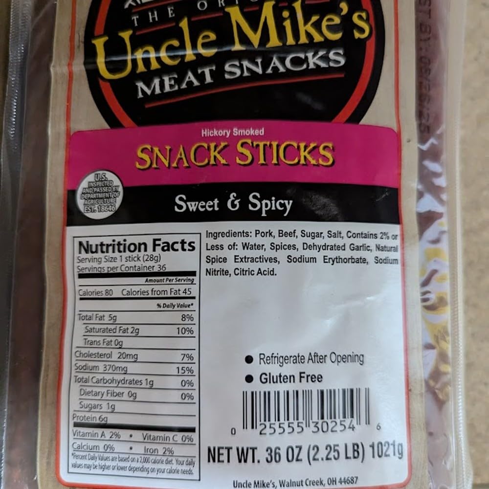 Walnut Creek Foods Hickory Smoked Beef Jerky Sticks - Sweet & Spicy Flavor - 2 Pound Resealable Bag - High Protein Meat Snacks for Hiking, Camping & Road Trips