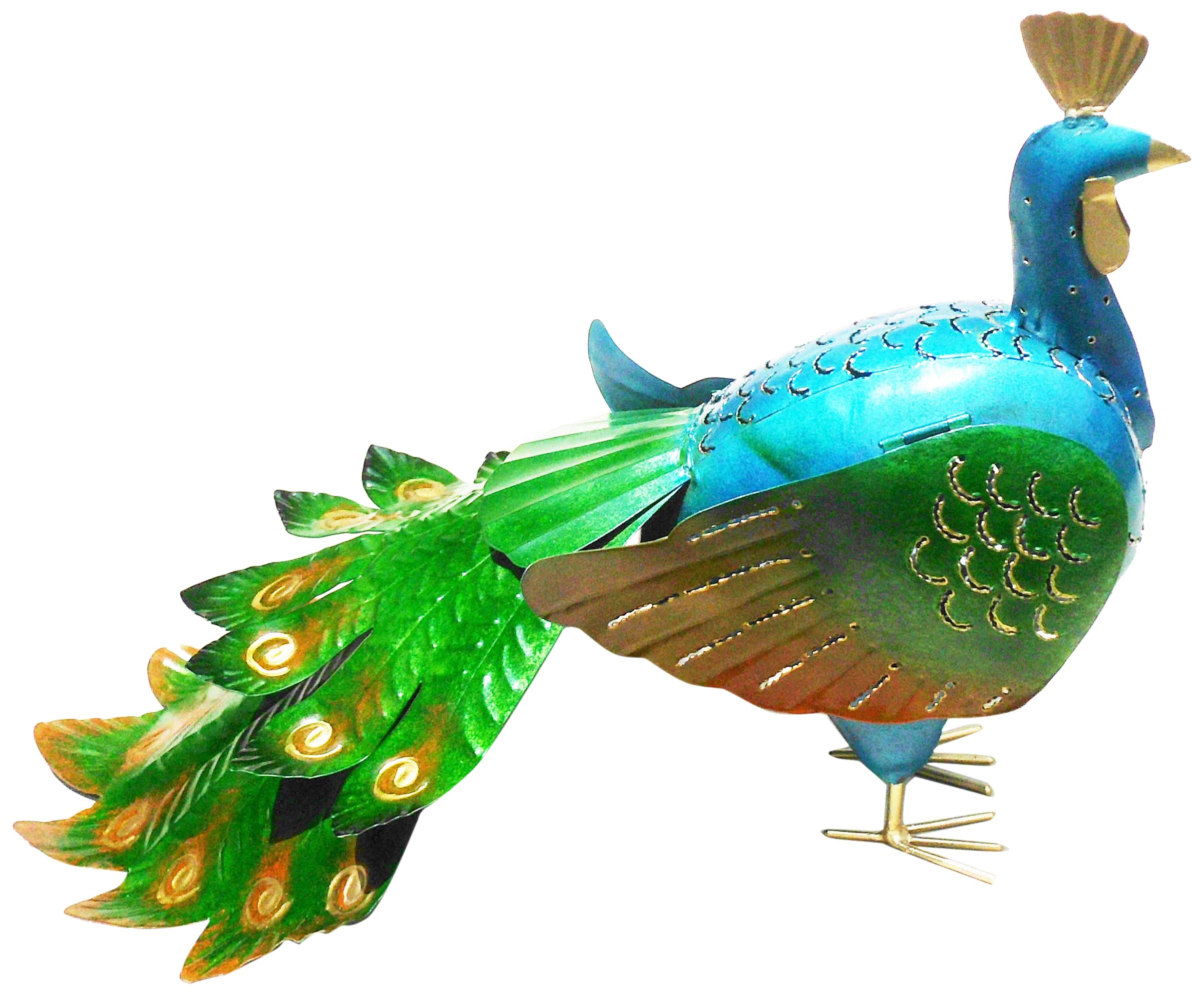 D-Art Collection Iron Peacock Lantern - Outdoor Garden Decor, Patio Lighting, Yard Ornament for Wedding, Party, and Landscape Decoration