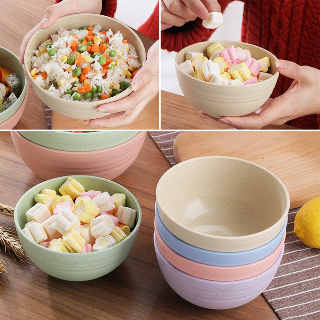 5-Piece Small Bowl Set - 14oz Reusable Kitchen Bowls for Desserts, Soup, Oatmeal, Pasta & Salad | Microwave & Dishwasher Safe | Perfect for Home, Restaurant & Party Serving (Purple)
