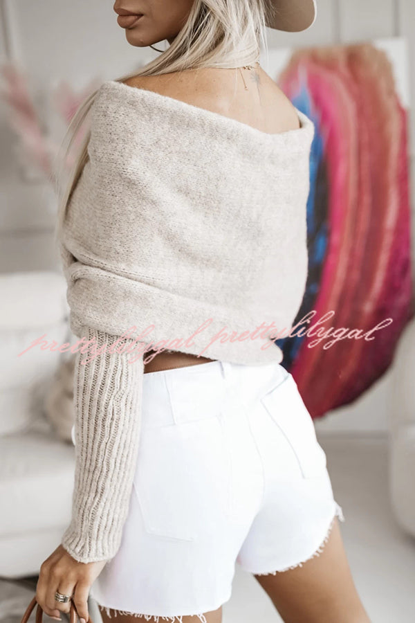 Cozy Two-Way Knit Off-Shoulder Relaxed Poncho Sweater - Perfect for Fall Layering & Casual Outings
