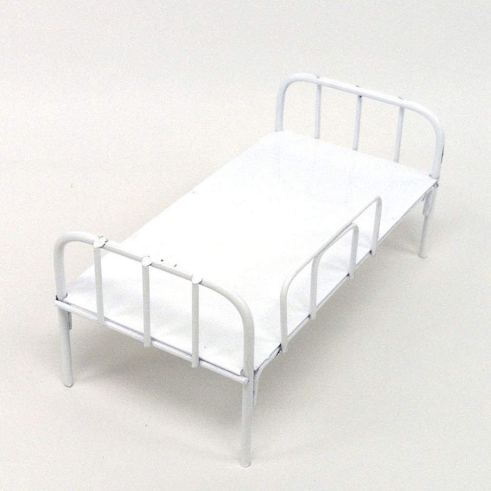 EXCEART Miniature Iron Bed - 1:12 Scale Dollhouse Furniture, White Metal Toy Bed for Dollhouse Decor, DIY Crafts, and Collectibles - Perfect for Dollhouse Accessories, Miniature Displays, and Model Scenes