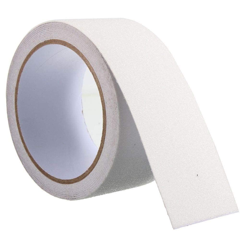 Non-Slip Safety Tape - 5m x 50mm Self-Adhesive Anti-Slip Hazard Warning Tape | Waterproof Grip Tape for Floors, Walls, Pipes, Stairs, Equipment (White) | Perfect for Home Safety, Workplace Protection & Outdoor Use