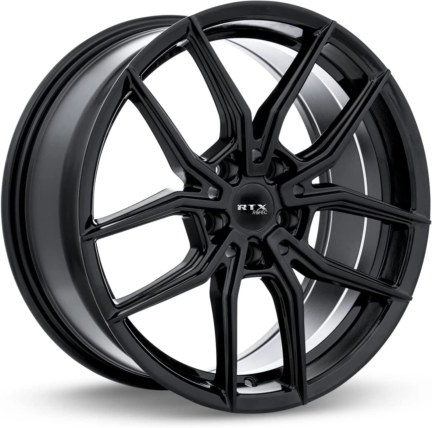 RTX R Spec SW05 17x7.5 Inch Alloy Wheel Rim - Gloss Black, 5x114.3 Bolt Pattern, 35 Offset, 73.1mm Center Bore (Center Caps Included) - Perfect for Honda Civic, Toyota Camry & Nissan Altima Custom Upgrades