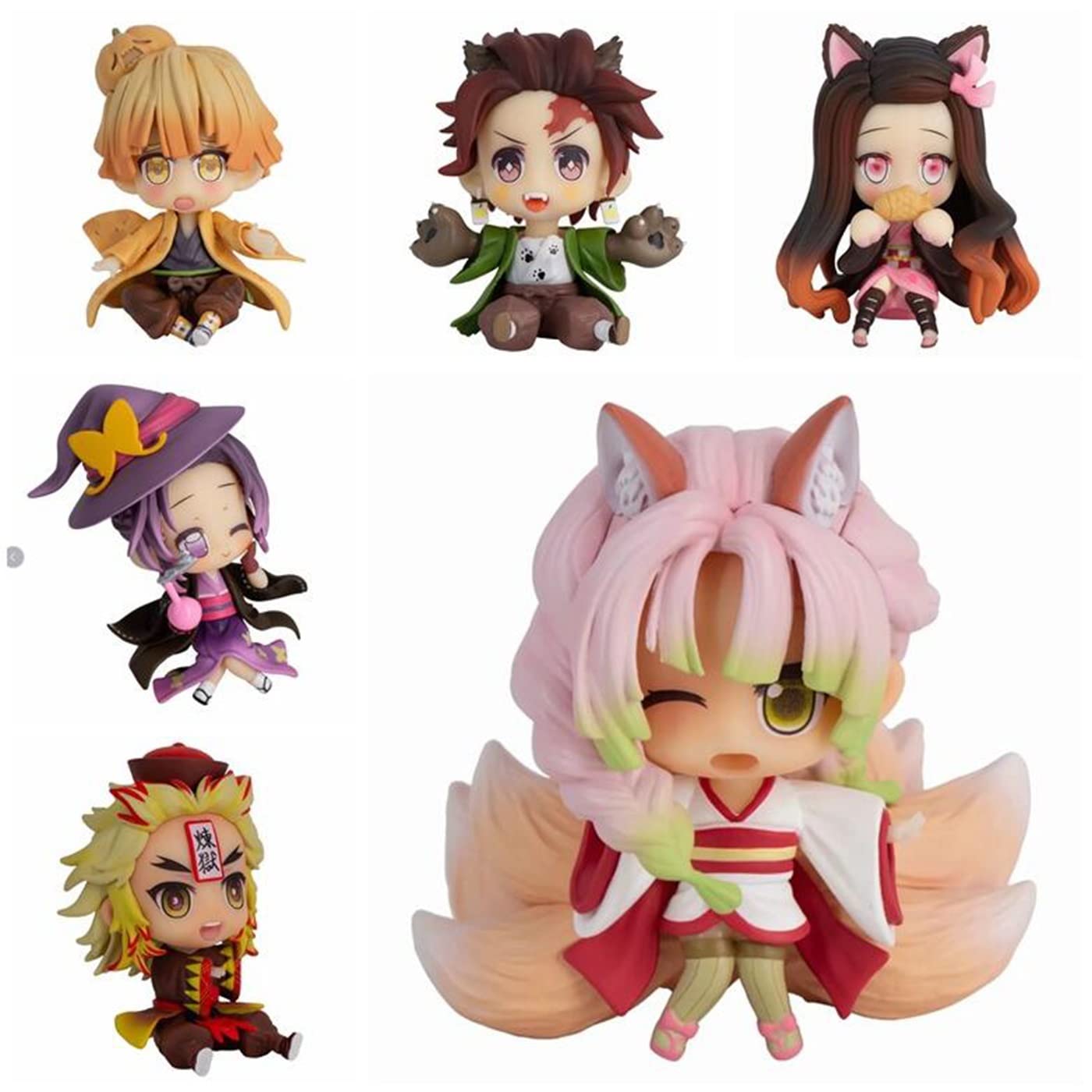 VOXY Demon Slayer Anime Action Figure Set - 6 PC PVC Collectible Toy Figures with Stands | Perfect for Anime Fans, Gift Giving, and Home/Office Display