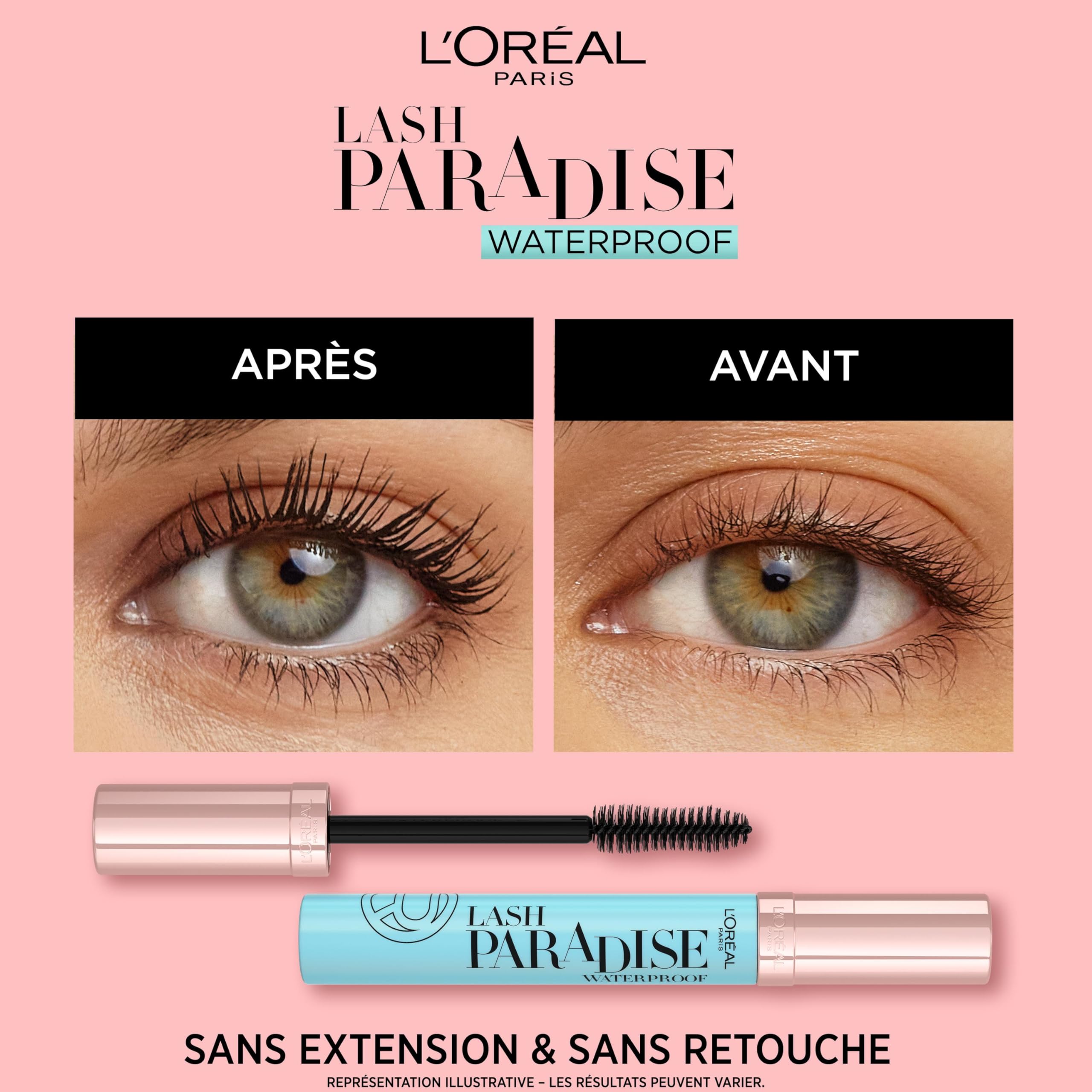 L'Oréal Paris Voluminous Lash Paradise Waterproof Mascara - 01 Black, 6.7ml | Lengthening & Volumizing for Dramatic Lashes | Perfect for Daytime Wear, Night Out & Special Occasions