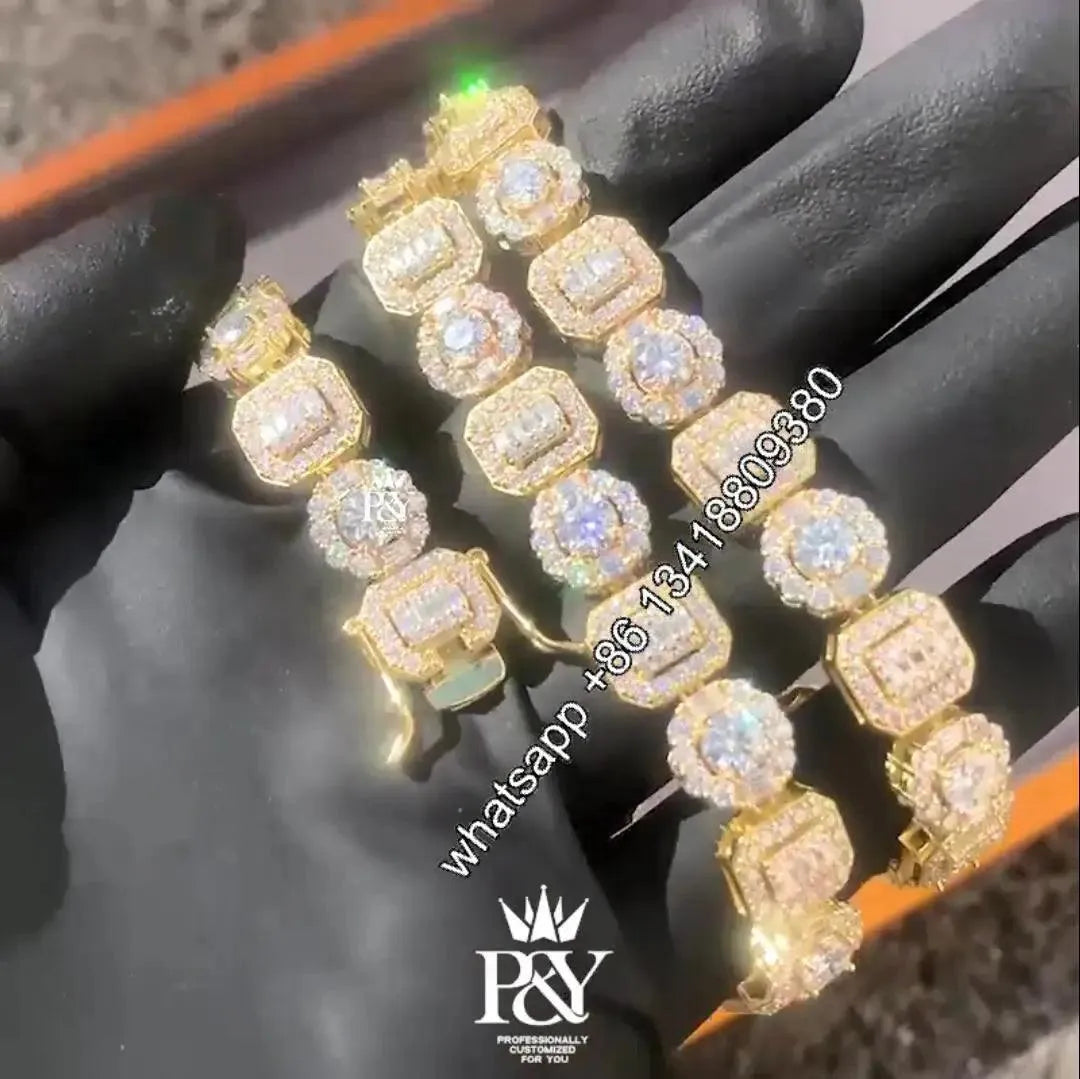 10.5mm Iced Out VVS Moissanite Cuban Link Tennis Chain Necklace - Diamond Tested Hip Hop Jewelry for Men | Perfect for Parties, Gifts & Streetwear Fashion