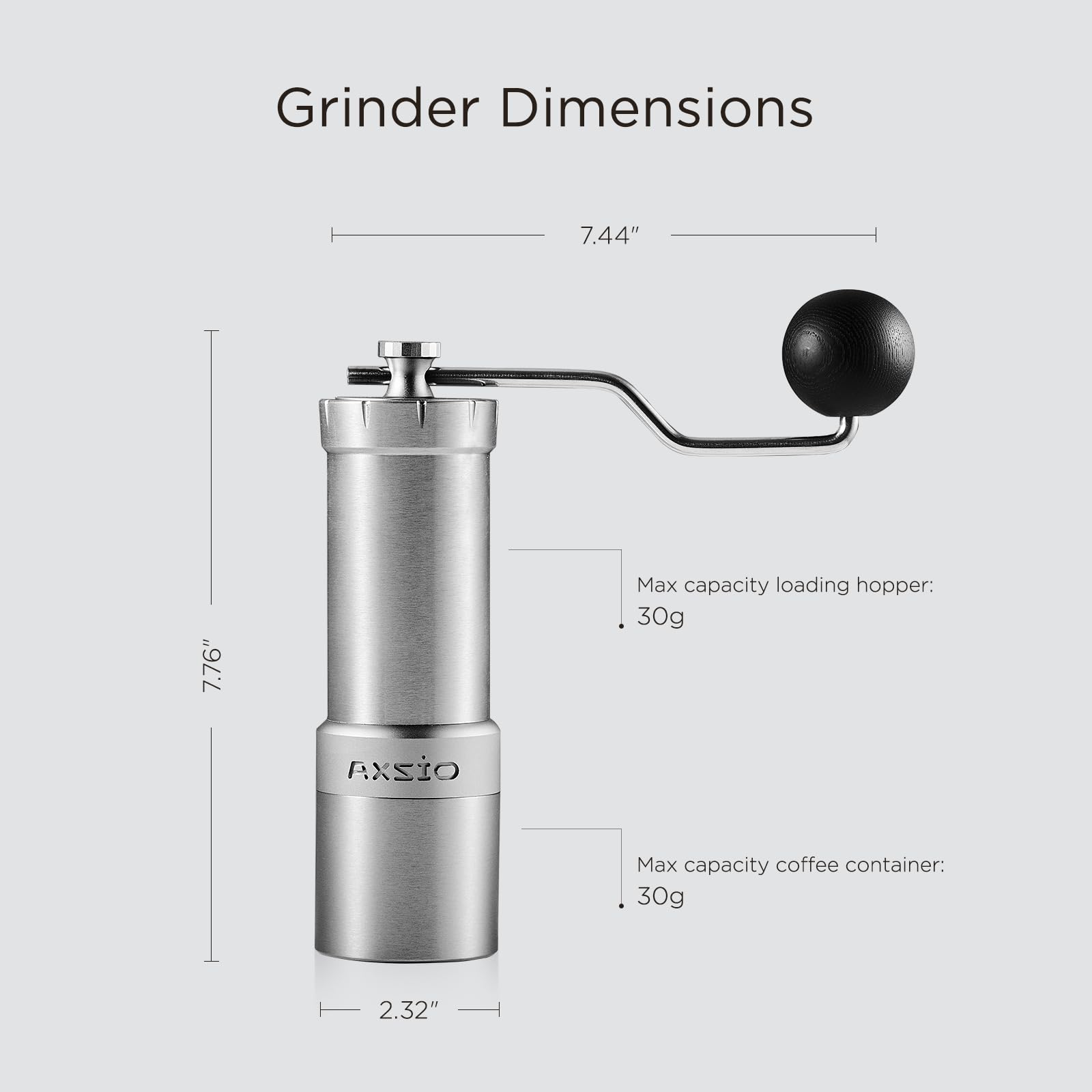 Premium Manual Coffee Grinder with CNC Stainless Steel Conical Burr - Adjustable Coarseness, 30g Capacity - Perfect for Espresso, French Press & Pour Over Brewing at Home or Travel
