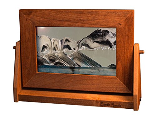 Handmade Moving Sand Art Picture - SM14 Small Alder Frame (Arctic Glacier) | Flowing Sandscapes Liquid Sand Frame | Made in USA | Home & Office Decor, Meditation Gift, Stress Relief Artwork