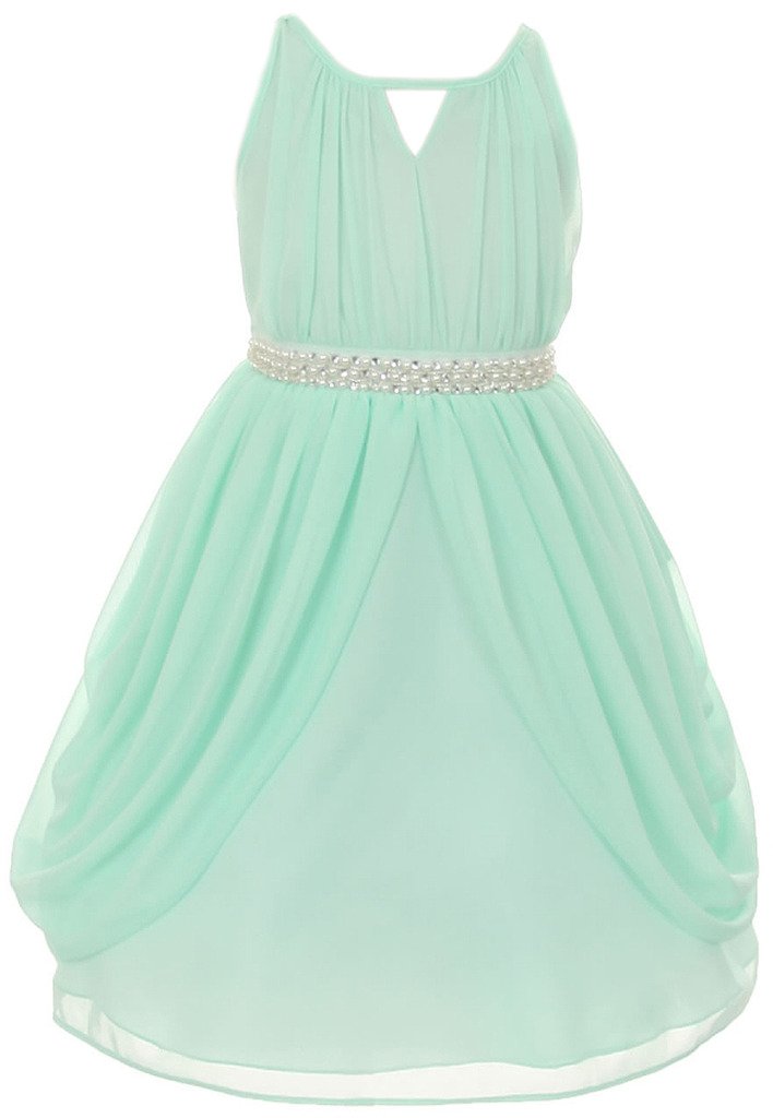 Elegant Grecian Chiffon Flower Girl Dresses for Big Girls | iGirlDress | Perfect for Weddings, Pageants & Special Occasions