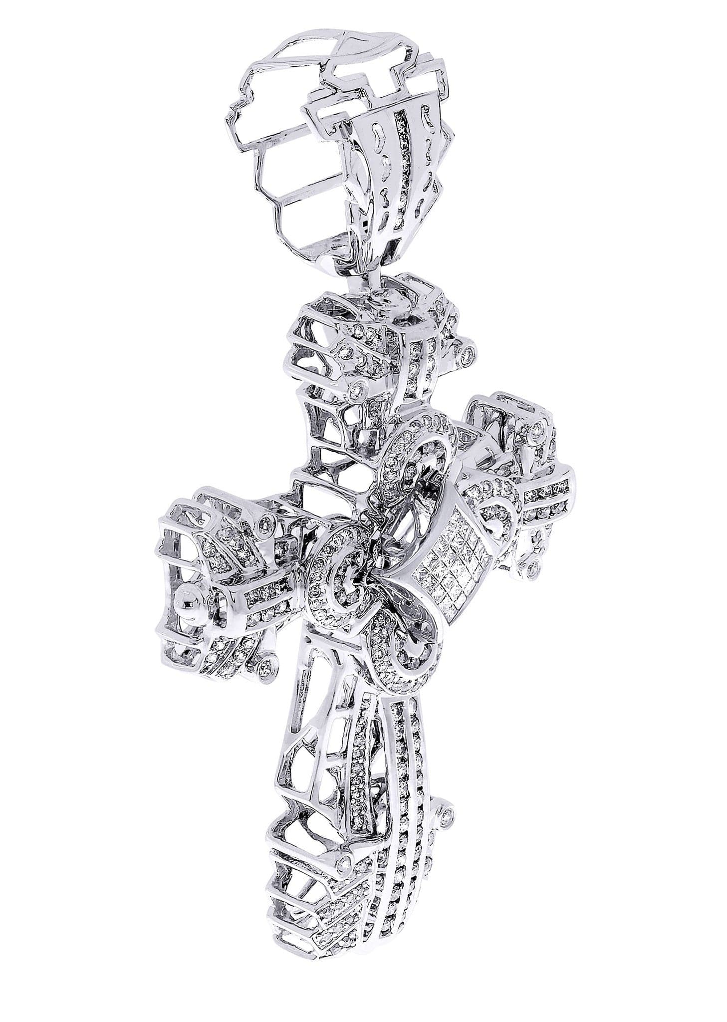2.08 Carat Diamond Cross Pendant Necklace - 22.92 Grams Solid Gold/Silver - Perfect for Gifts, Weddings & Religious Occasions