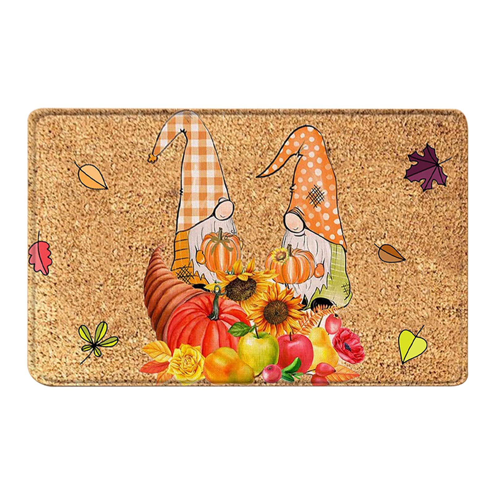 Thanksgiving Door Mat - Non-Slip Dwarf Pattern Polyester Floor Rug with Soft Fluffy Touch for Home Decor | Perfect for Front Door, Entryway, and Holiday Decorations