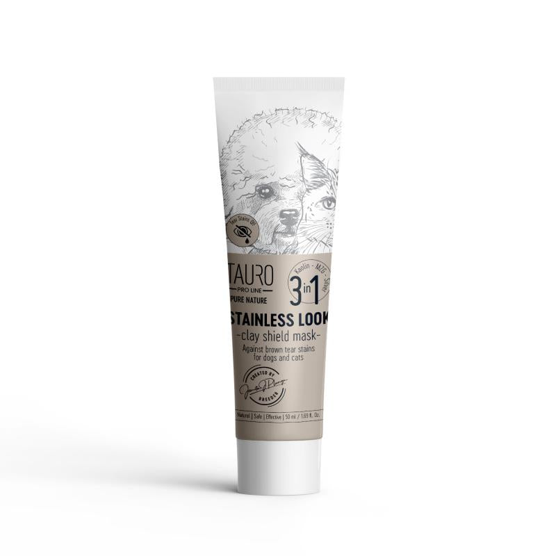 Tauro Pro Line 3-in-1 Natural Clay Mask for Dogs - Gentle Tear Stain Remover & Protector | Stainless Look | Soothes & Cleanses Eyes | Perfect for Daily Grooming & Tear Stain Prevention