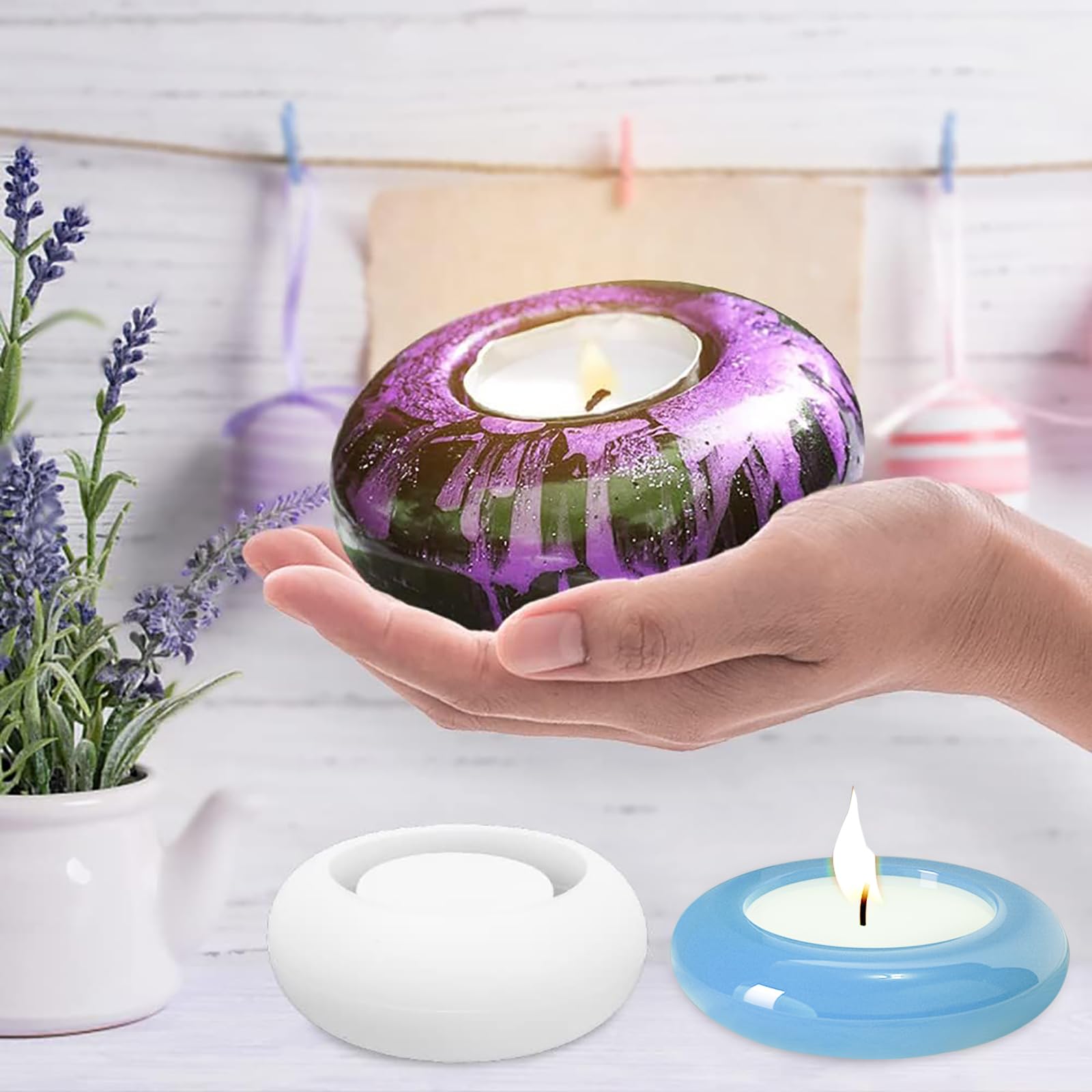 Round Tealight Candle Holder Silicone Mold - DIY Resin Epoxy Casting Molds for Tea Light Flower Pot, Aromatherapy Candles & Home Decor - Perfect for Crafting, Wedding Centerpieces & Relaxation Spaces