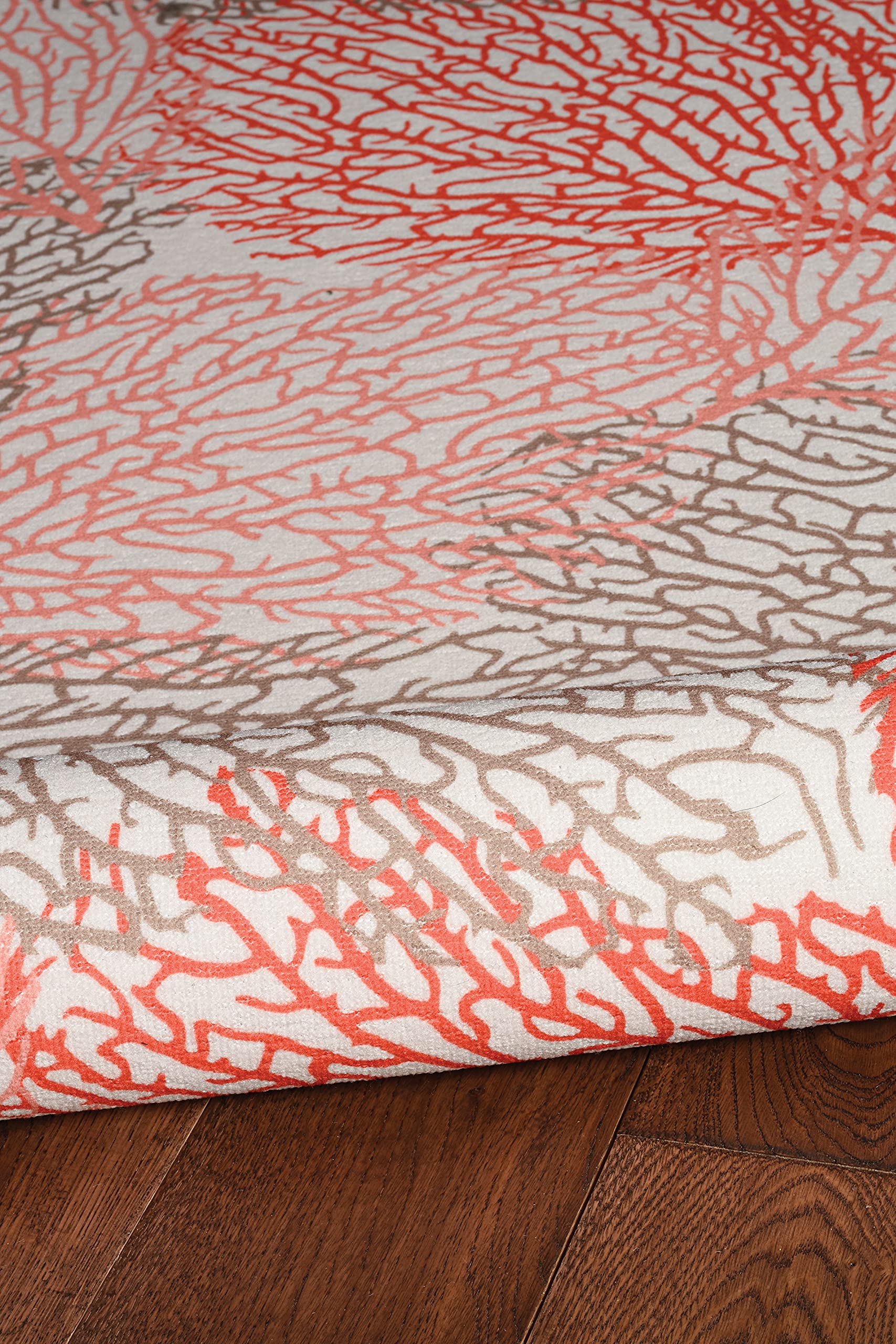 Linon The Anywhere Washable Rug - Varley Ivory/Coral 5' X 7' Area Rug - Machine Washable, Stain Resistant - Perfect for Living Room, Bedroom, or Dorm Decor