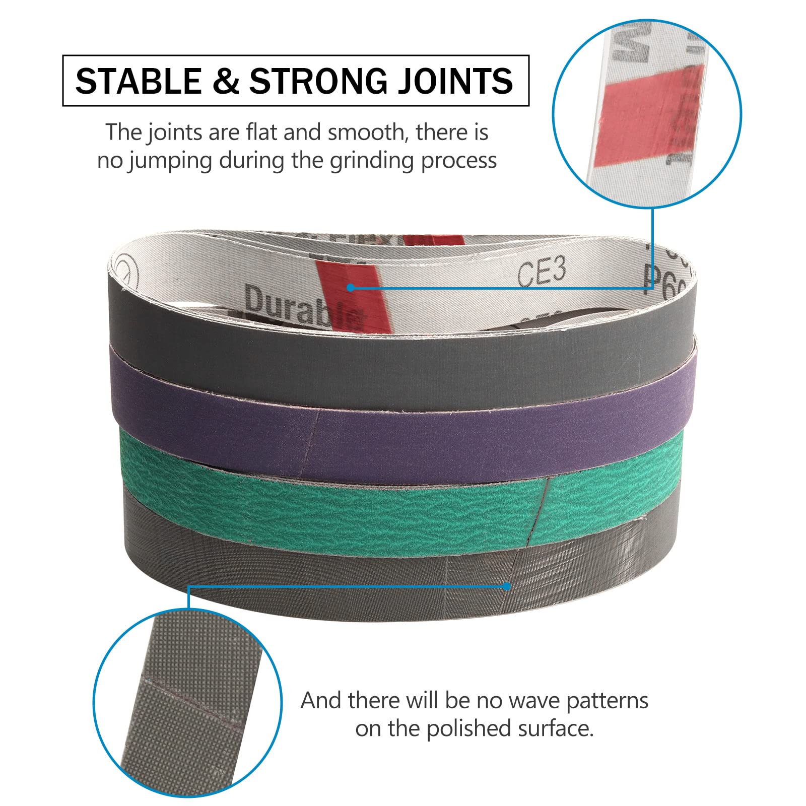 1 x 18 Inch Sanding Belts for Knife Sharpening - 12-Pack Grit Kit (120, 240, 400, 600, 1000, 2500) - Compatible with Work Sharp Blade Grinder & Ken Onion Edition Knife Sharpener - Perfect for DIY Knife Maintenance, Woodworking, and Metal Polishing