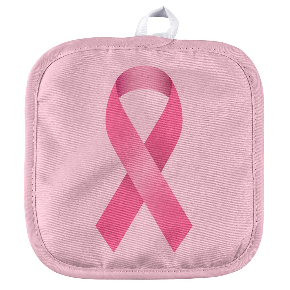 Breast Cancer Awareness Ribbon Oven Mitt & Pot Holder Set - Heat Resistant Kitchen Gloves for Cooking, Baking, BBQ - Perfect for Indoor & Outdoor Use, Fundraising Events, and Cancer Support Gifts