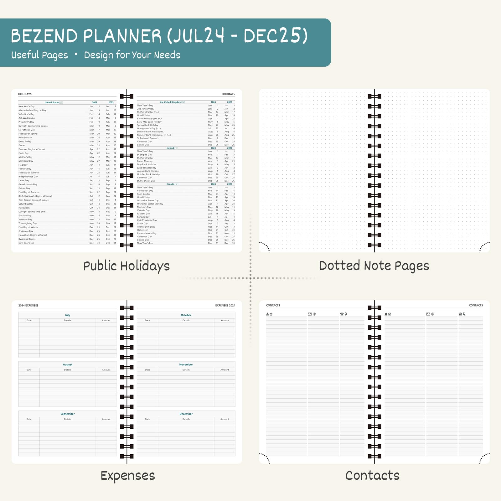 BEZEND 18-Month Planner 2025 (July 2024 - December 2025) - 5.8