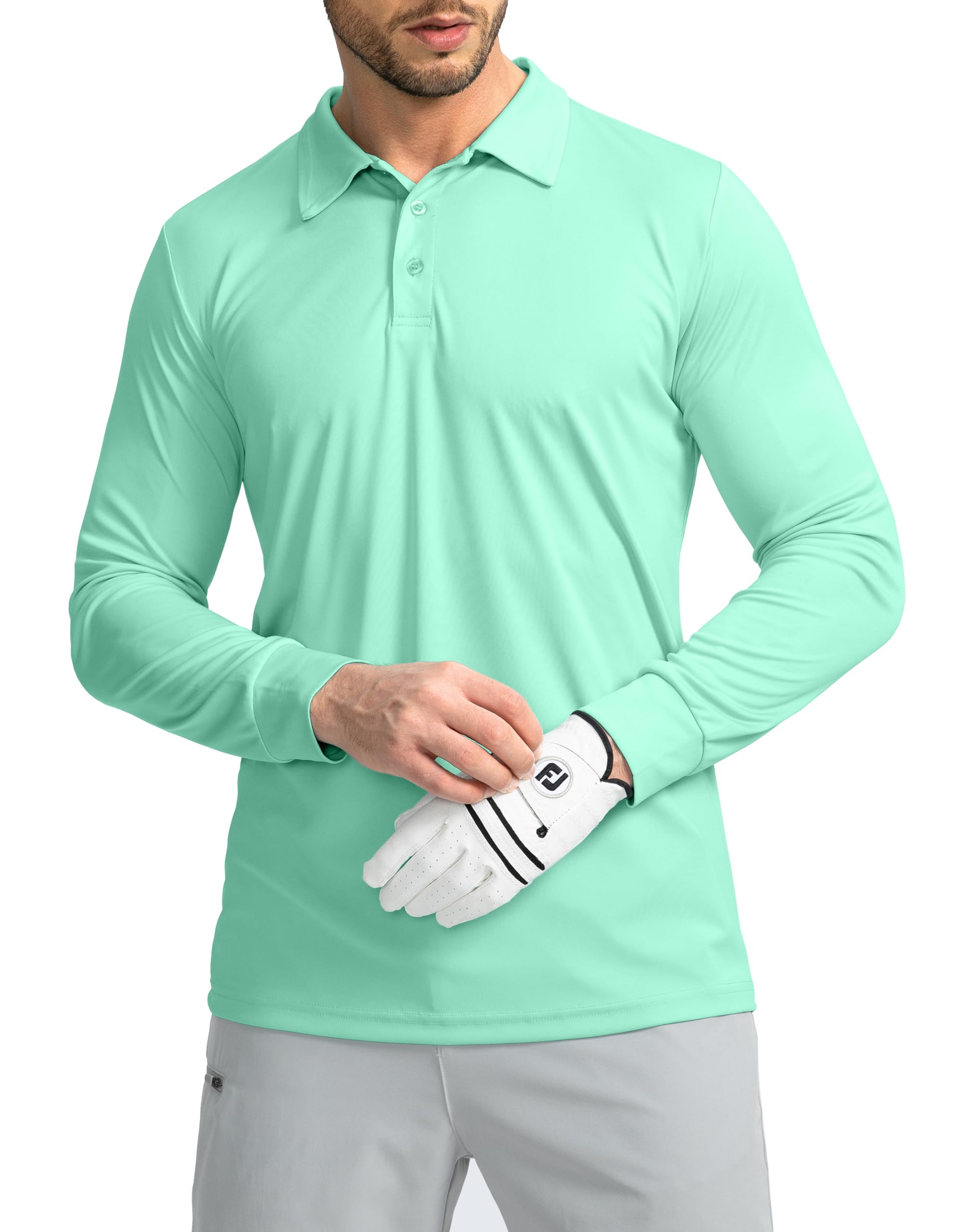 Men's Long Sleeve Polo Shirt - UPF 50+ Sun Protection Golf Shirt | Lightweight & Breathable for Golf, Work, Fishing & Outdoor Activities | Moisture Wicking & UV Protection Performance Shirt