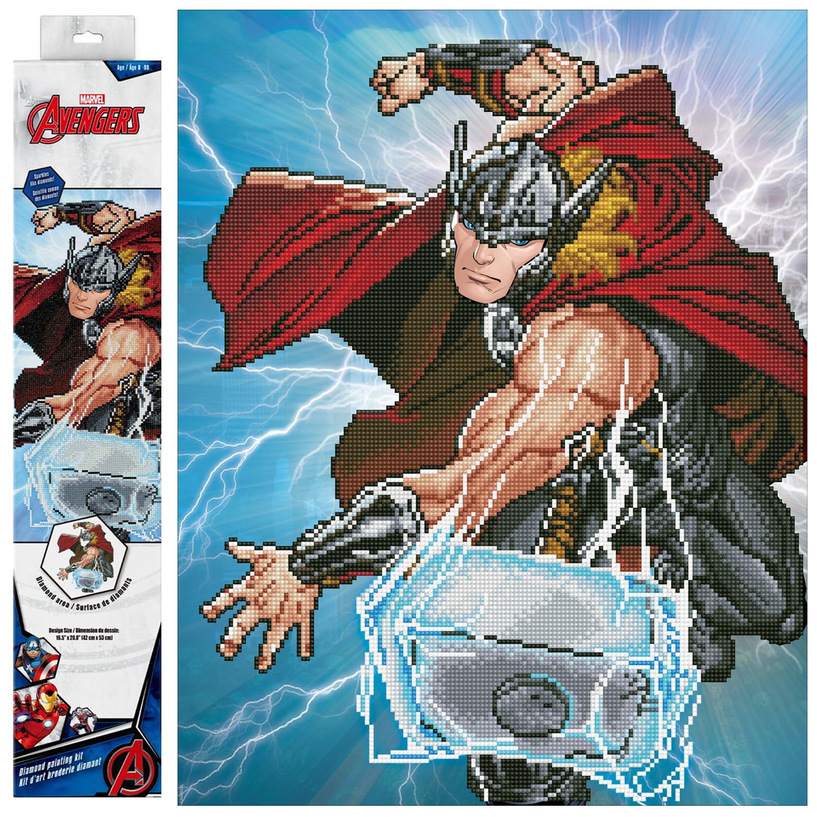 Marvel Thor Diamond Painting Kit for Adults - DIY Diamond Dotz Art with 5D Gems, 21