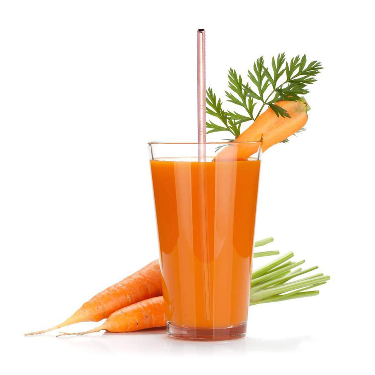 DOITOOL Reusable Stainless Steel Drinking Straws - 4 Pack Straight Metal Straws for Smoothies, Iced Coffee & Cocktails - Eco-Friendly Travel & Home Use