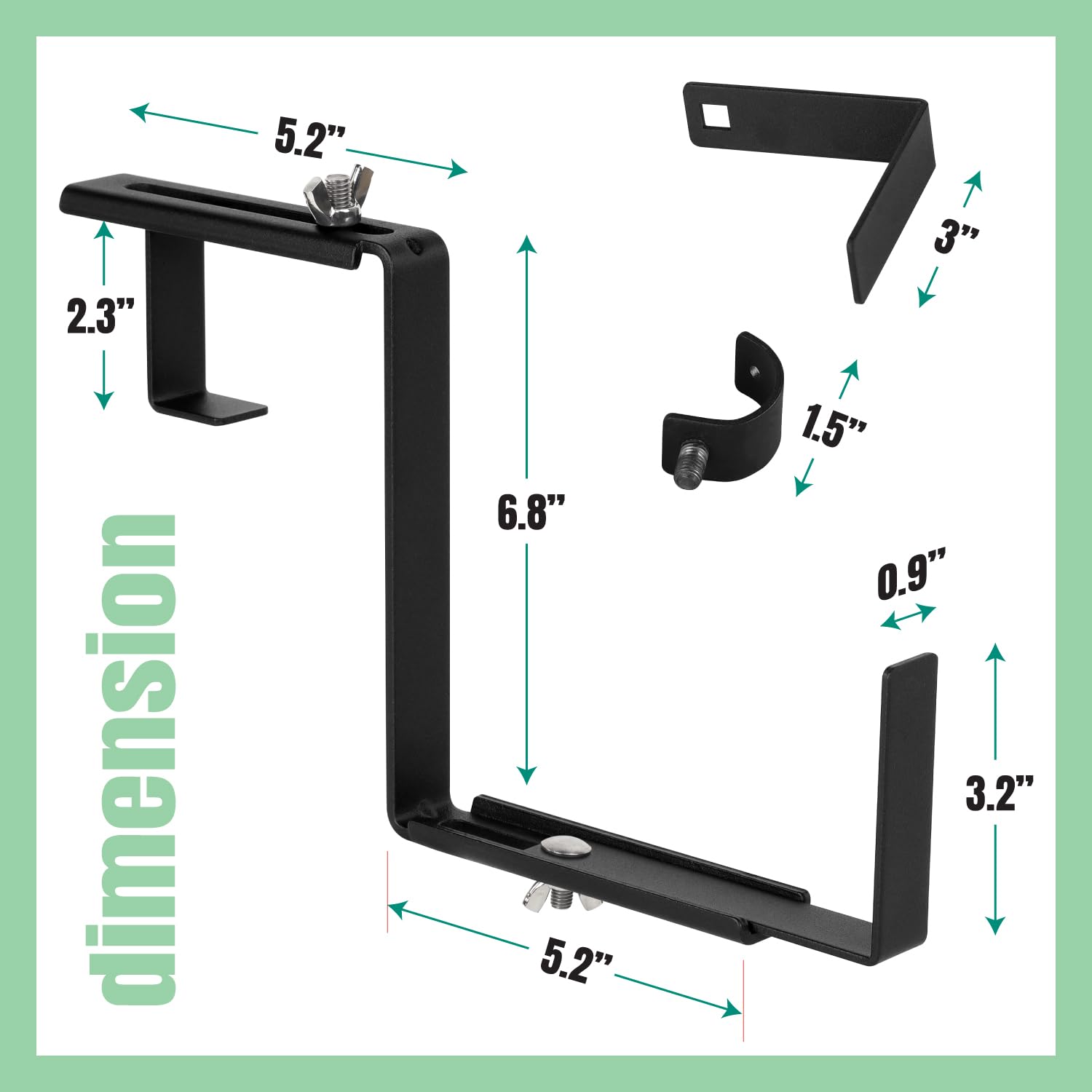Adjustable Window Box Bracket - No Drill Flower Box Holder for Railing & Deck - Black (3 Pairs) - Perfect for Balcony, Patio & Outdoor Garden Decor