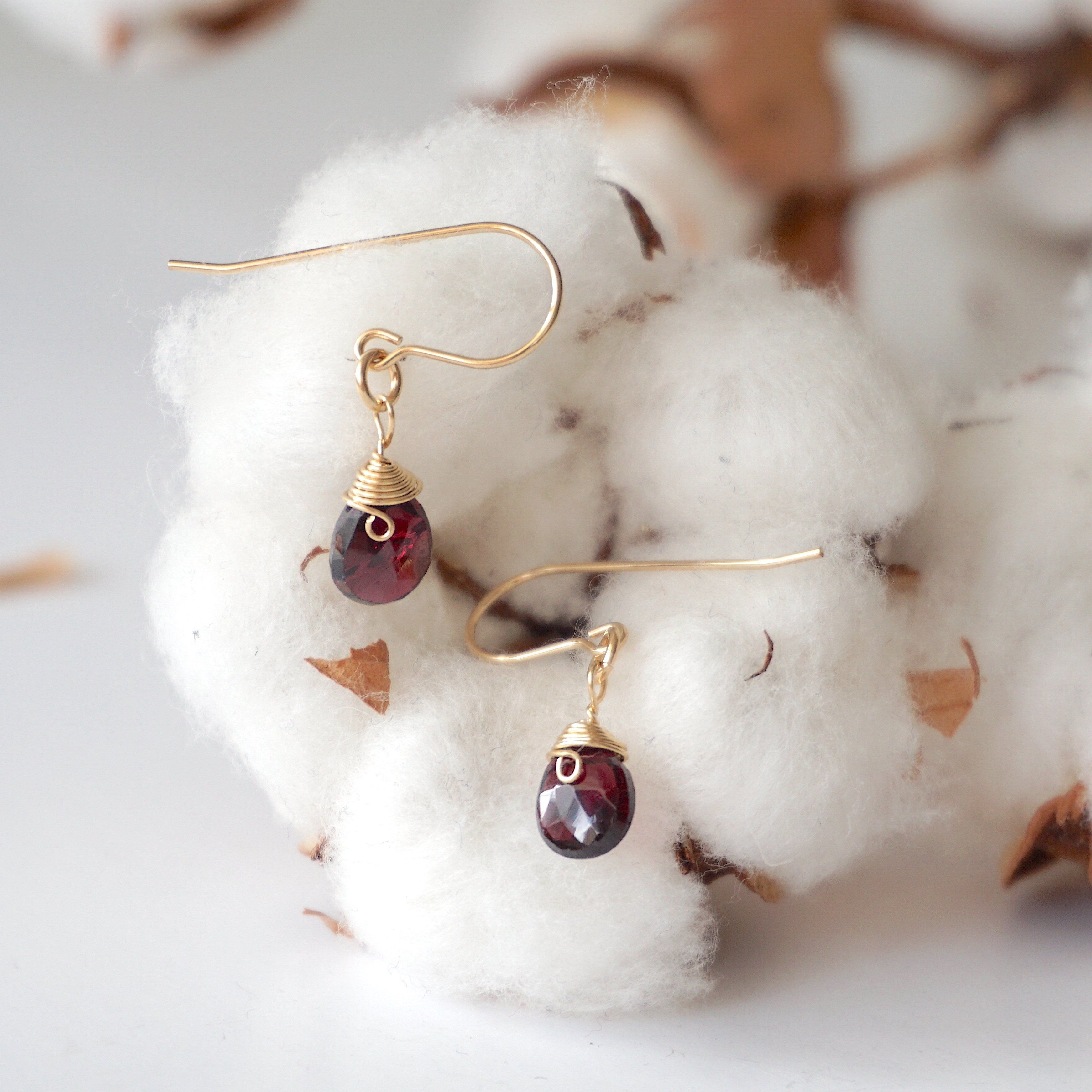 Garnet Teardrop Earrings 14k Gold Filled - Elegant Dangle Earrings for Women, Perfect for Weddings, Parties & Special Occasions
