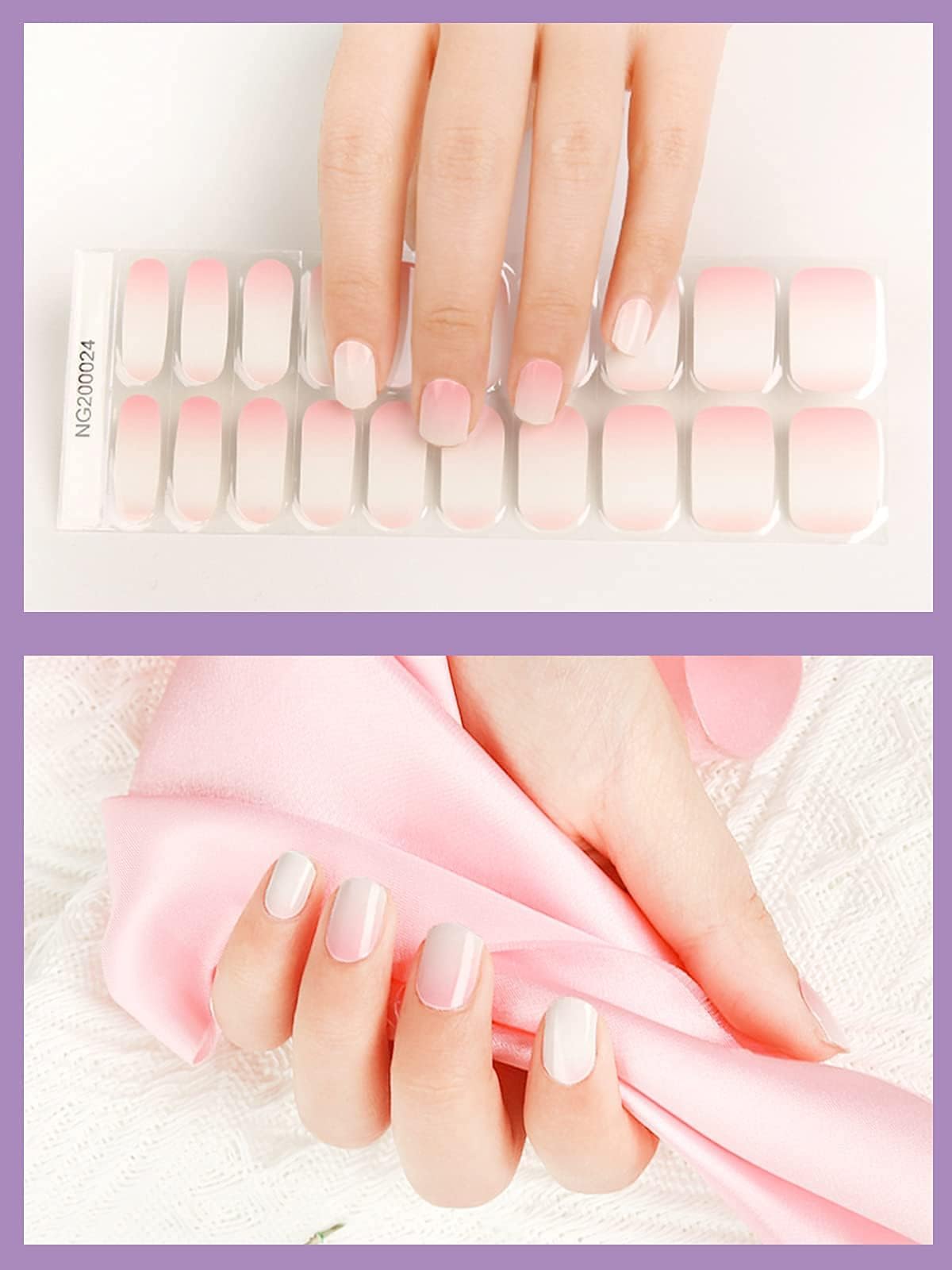 Kalolary 20PCS Gel Nail Polish Strips - Long Lasting Adhesive Nail Wraps for DIY Manicure, Waterproof Nail Art Stickers with Nail File & Stick (UV/LED Lamp Required) - Perfect for Home Salon, Parties & Special Occasions