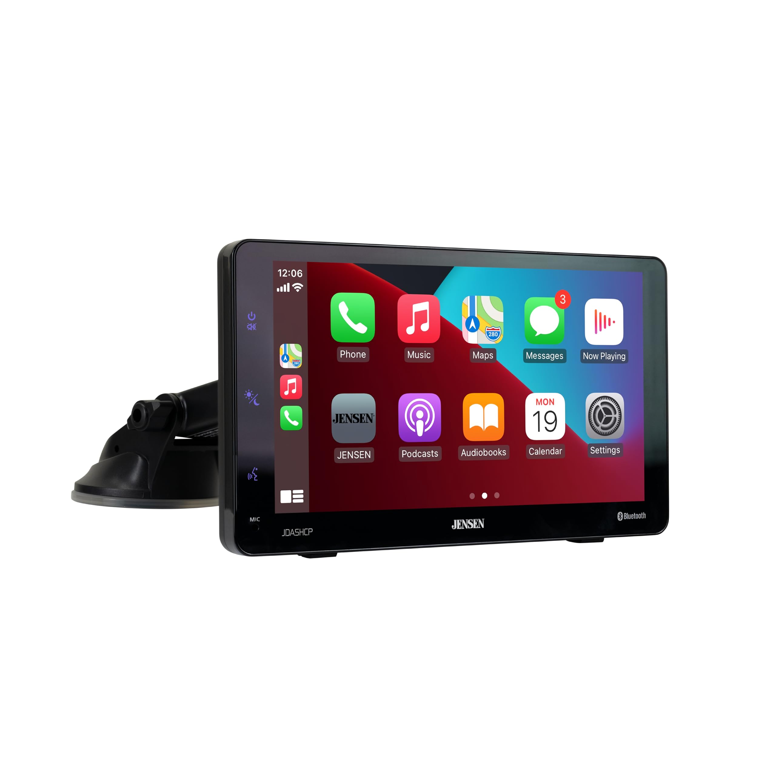 JENSEN JDASHCP 7-inch Portable Wireless Car Stereo with Apple CarPlay & Android Auto | Bluetooth Hands-Free Calling & Music Streaming | Universal Fit for Cars, Trucks, RVs & EVs | USB Input | Perfect for Road Trips, Commuting & In-Car Entertainment