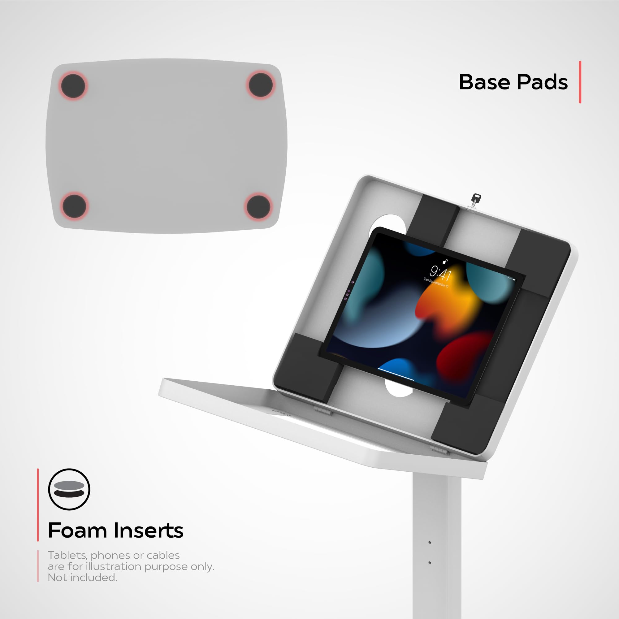360° Adjustable Thin Floor Stand for iPad Pro 13-inch (M4), iPad Pro 12.9-inch & iPad Air 13-inch (M3/M2) - Tall Standing Kiosk Display with Charger Access & Lock - Perfect for Retail Stores, Exhibitions & Interactive Displays