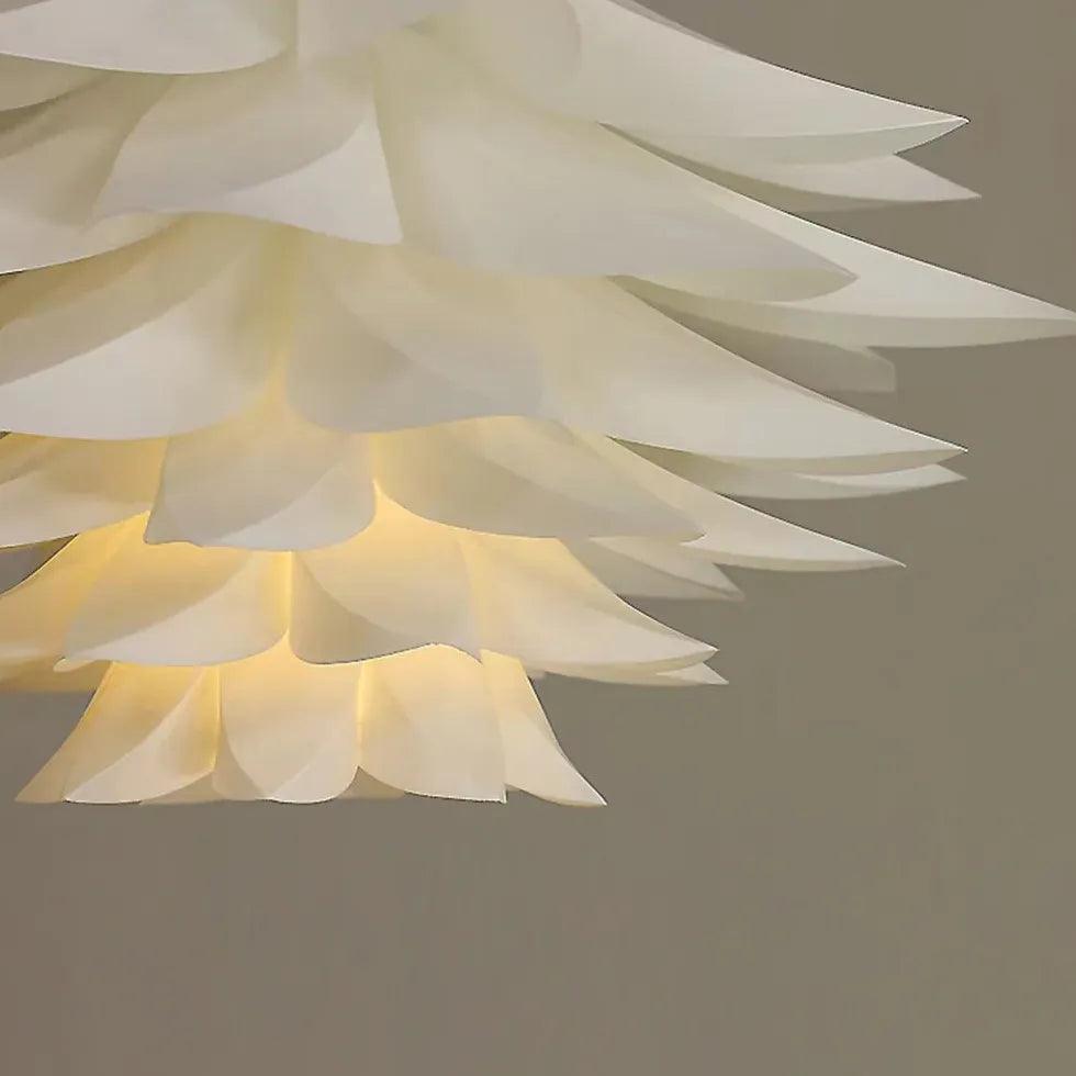 6-Layer Lotus Pendant Light - White Modern Bedroom Ceiling Lamp for Zen Decor, Living Room & Meditation Space