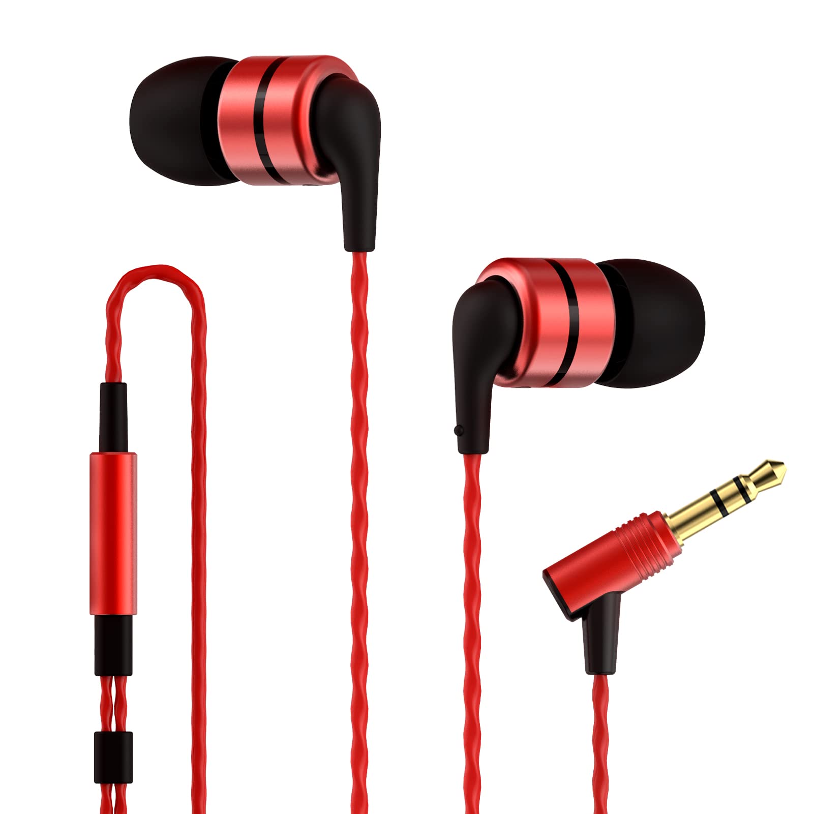 SoundMAGIC E80 HiFi Stereo Wired Earbuds - Audiophile Noise Isolating In-Ear Headphones with Super Bass, Comfortable Fit (Black/Red) - Perfect for Music Lovers, Commuting & Studio Monitoring