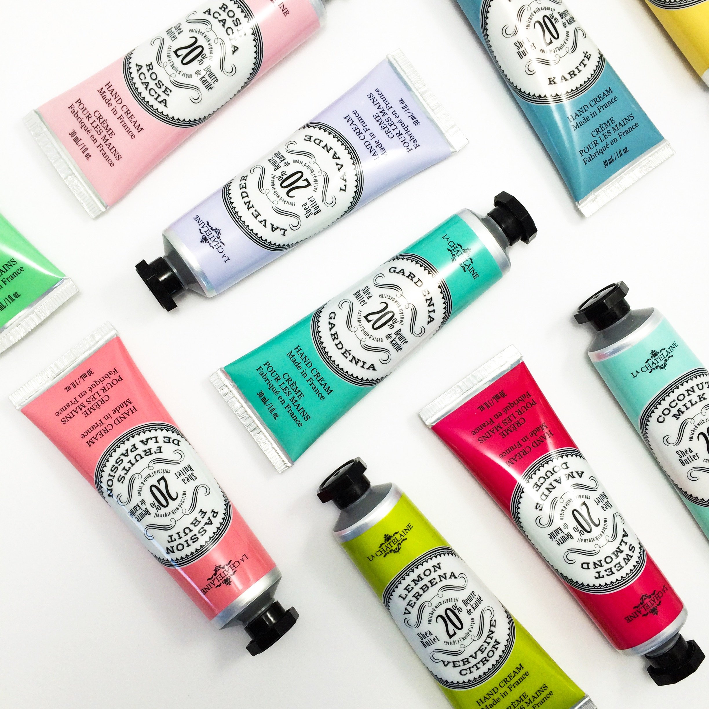 La Chatelaine Deluxe Hand Cream Gift Set Tin - 20% Organic Shea Butter Formula, Made in France | Natural & Organic Lotion (12 x 1 oz) | Perfect Mothers Day Gift, Oprah's Favorite Things | Ideal for Dry Skin Care, Spa Days & Luxury Pampering